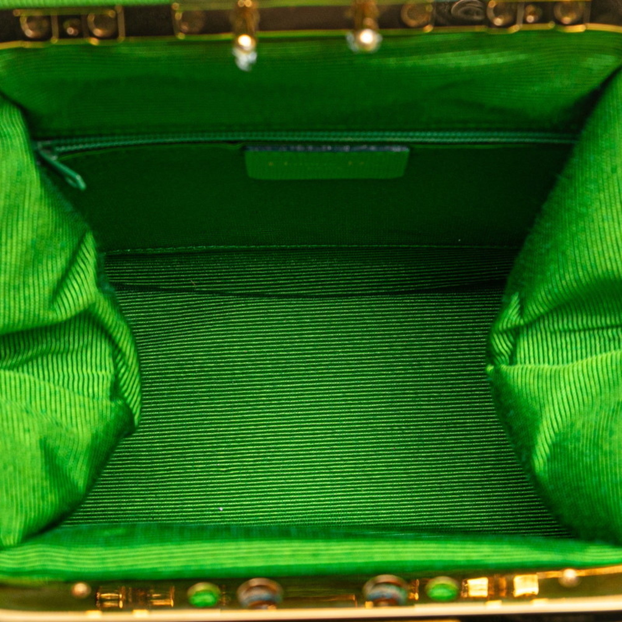 Christian Dior Green Blue Green Canvas Satin Handbag Shoulder Bag (Pre-Owned)