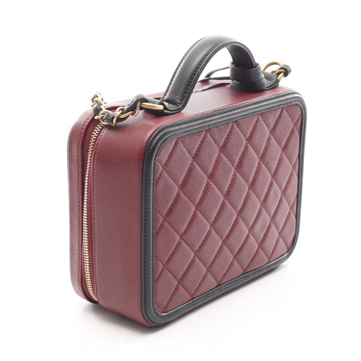 Chanel Black Bordeaux Grained Calfskin Handbag Shoulder Bag Vanity Bag (Pre-Owned)