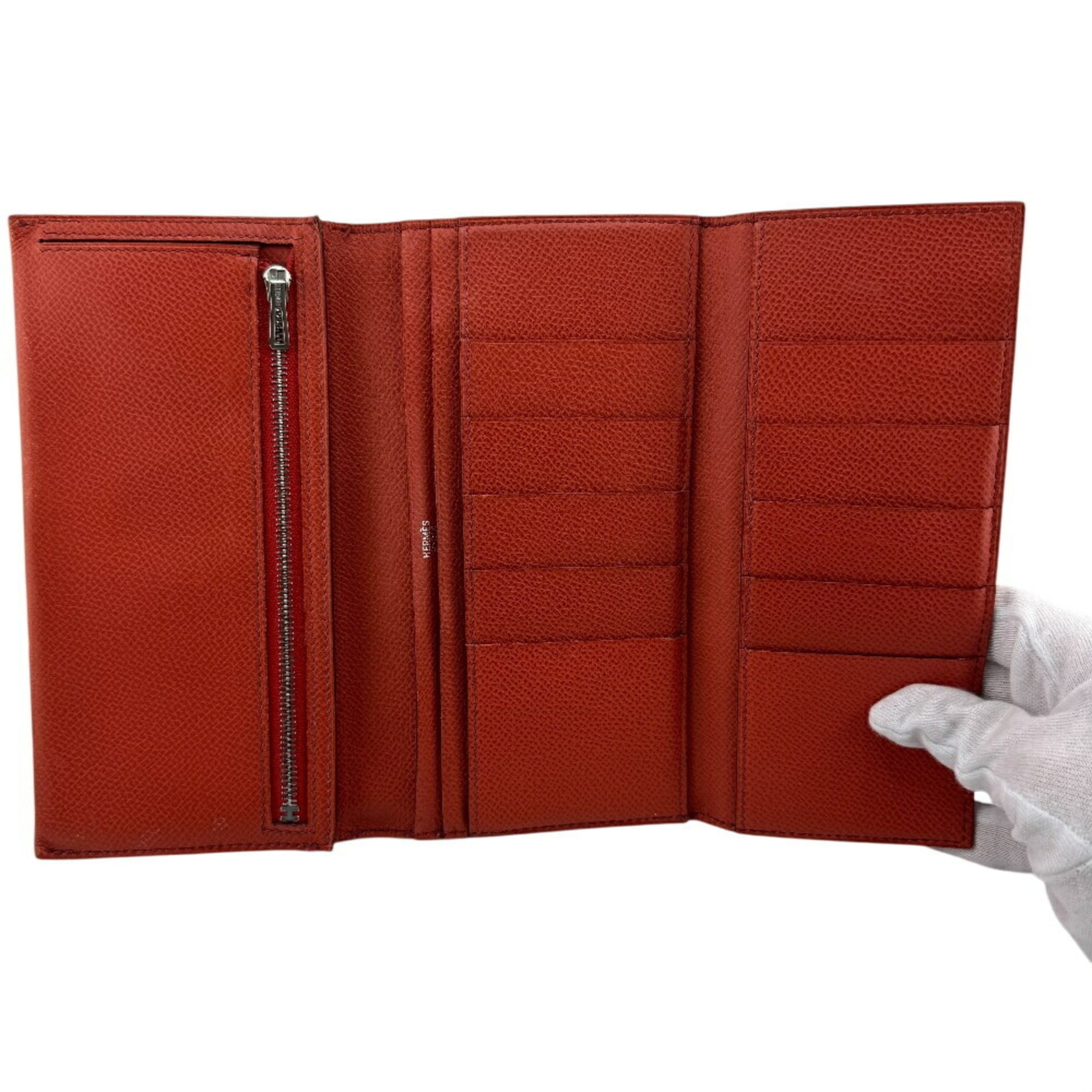 Hermes Orange Epsom Leather Long Wallet (Bi-Fold) (Pre-Owned)