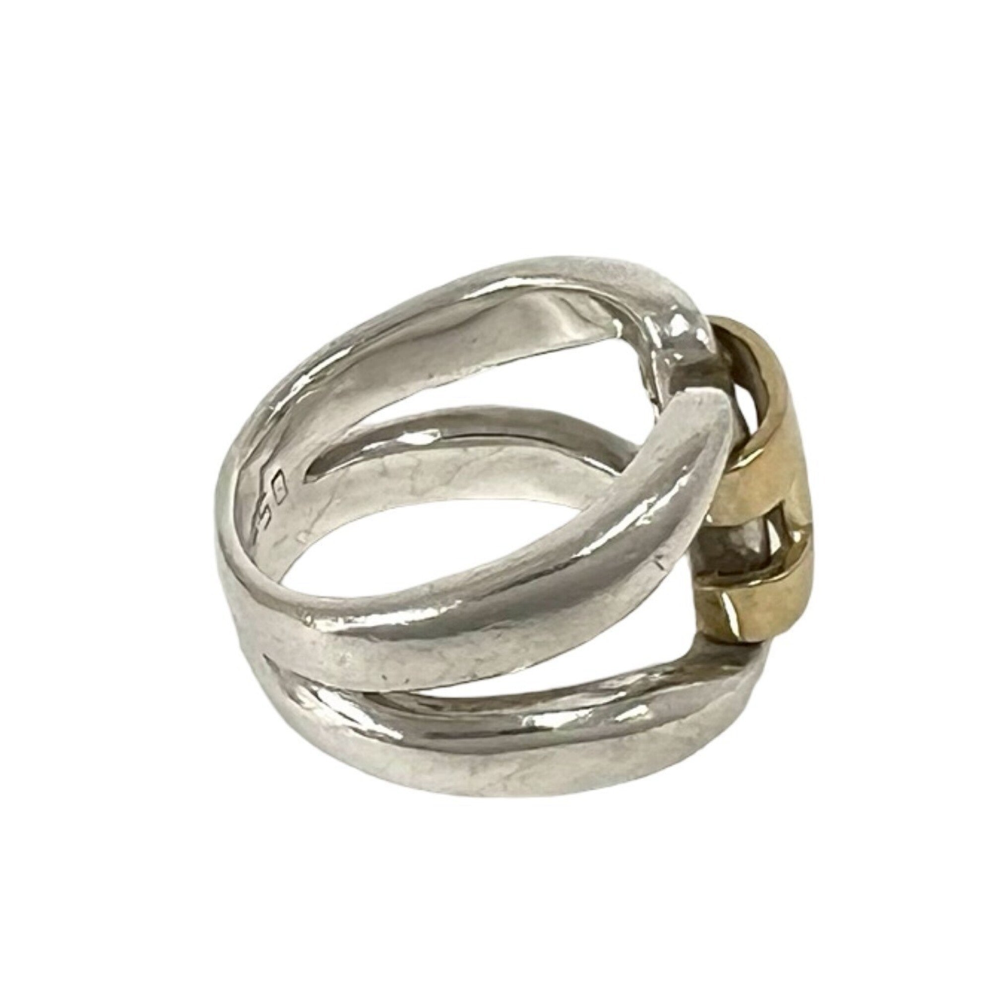 Hermes Gold Silver Yellow Gold (18K) Silver 925 Band Ring (Pre-Owned)