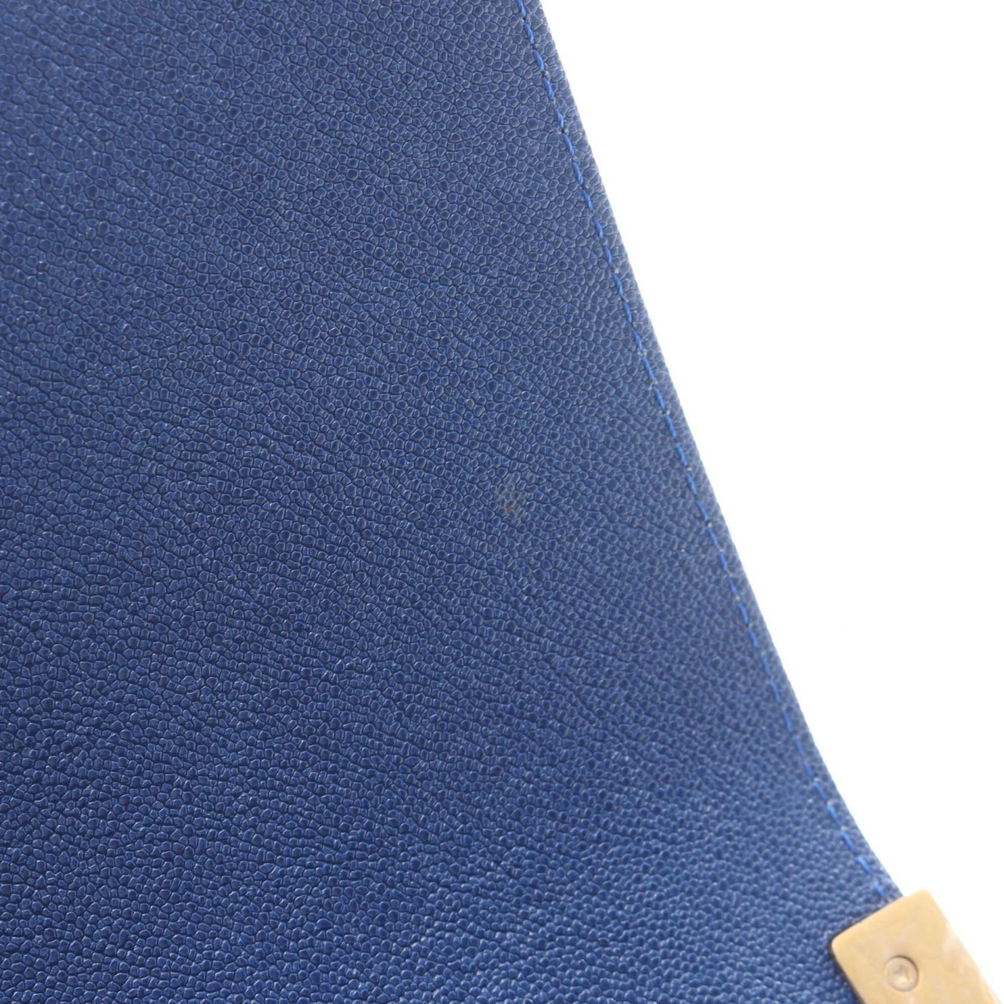 Chanel Blue Grained Calfskin Handbag Shoulder Bag (Pre-Owned)