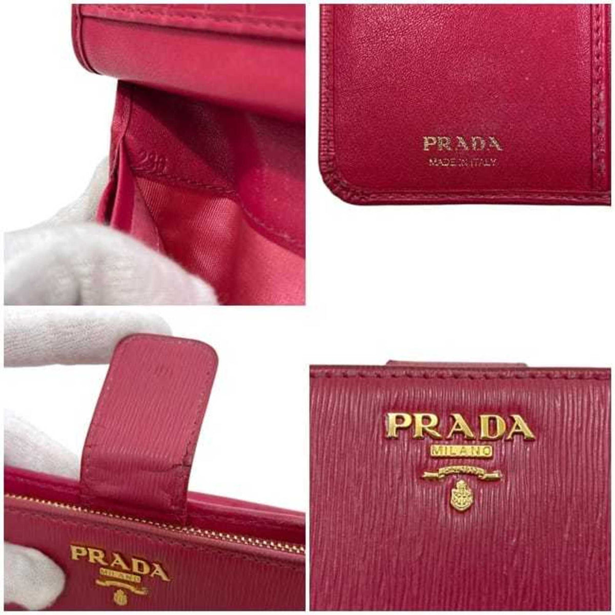 Prada Peonia Pink Leather Wallet (Bi-Fold) (Pre-Owned)