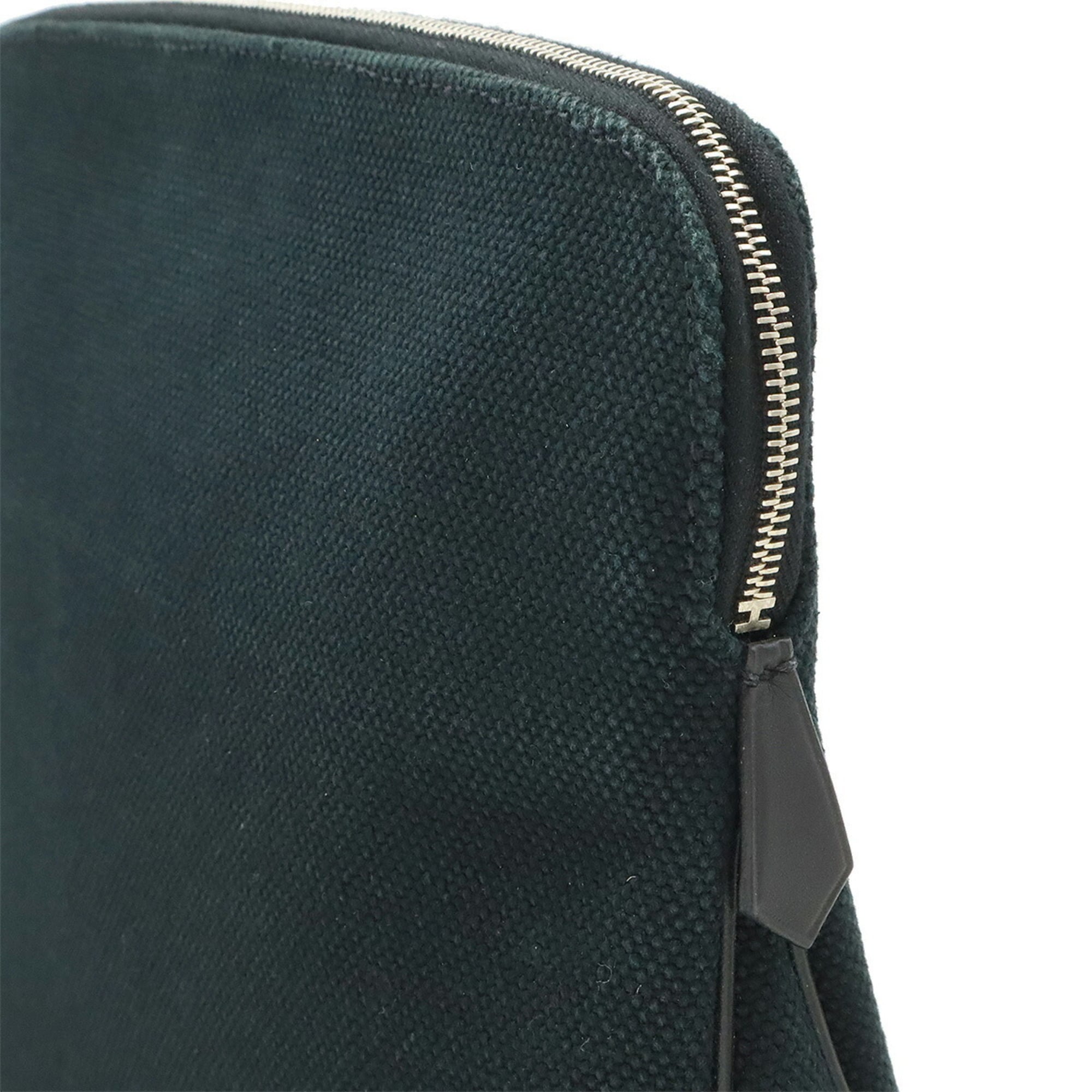Hermes Black Canvas Leather Pouch (Pre-Owned)