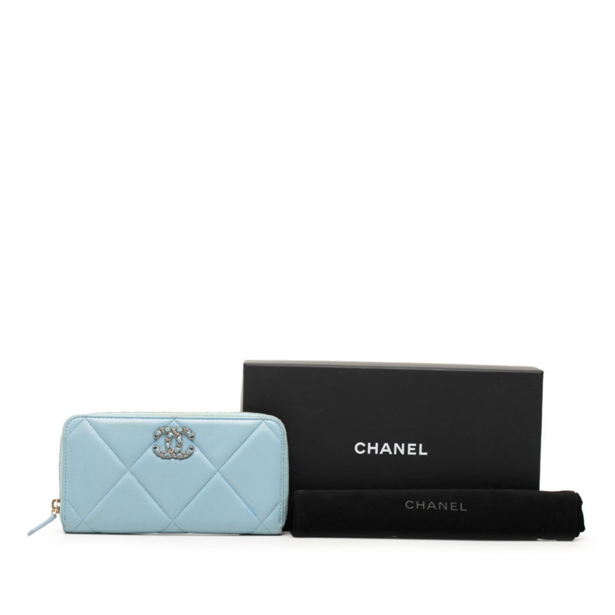 Chanel Blue Leather Long Wallet (Bi-Fold) (Pre-Owned)