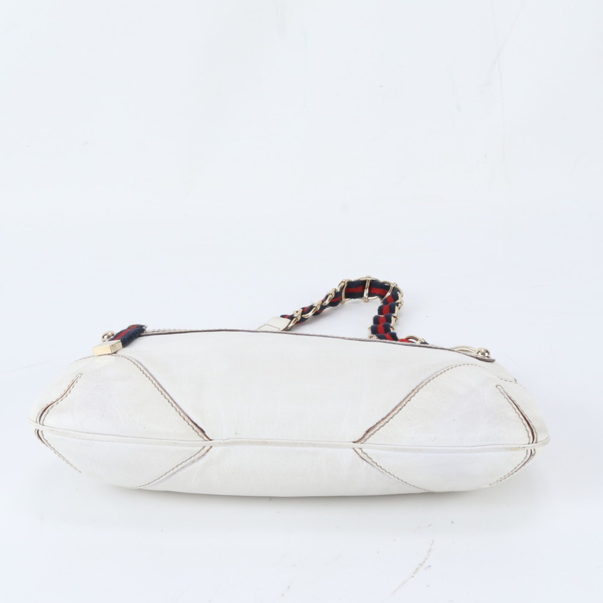 Gucci Sherry Line White Leather Shoulder Bag Tote Bag (Pre-Owned)