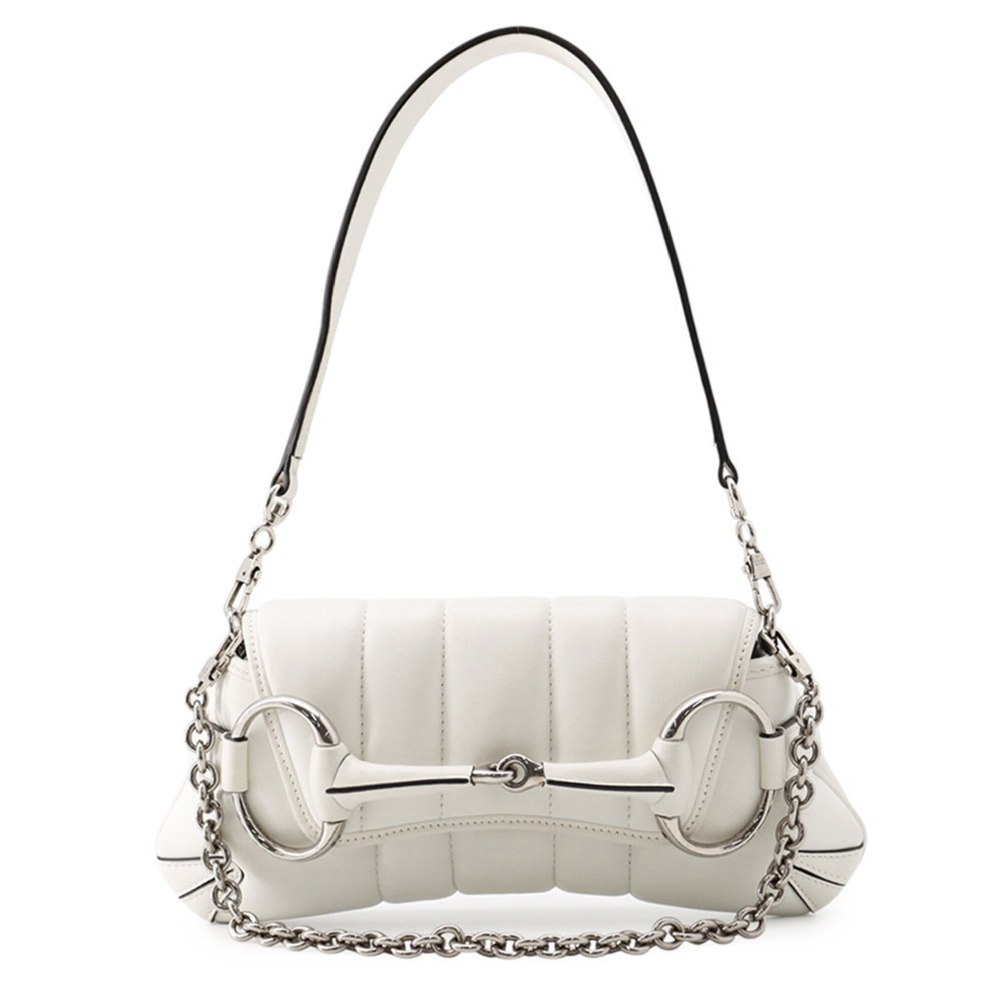 Gucci Horsebit White Leather Handbag (Pre-Owned)