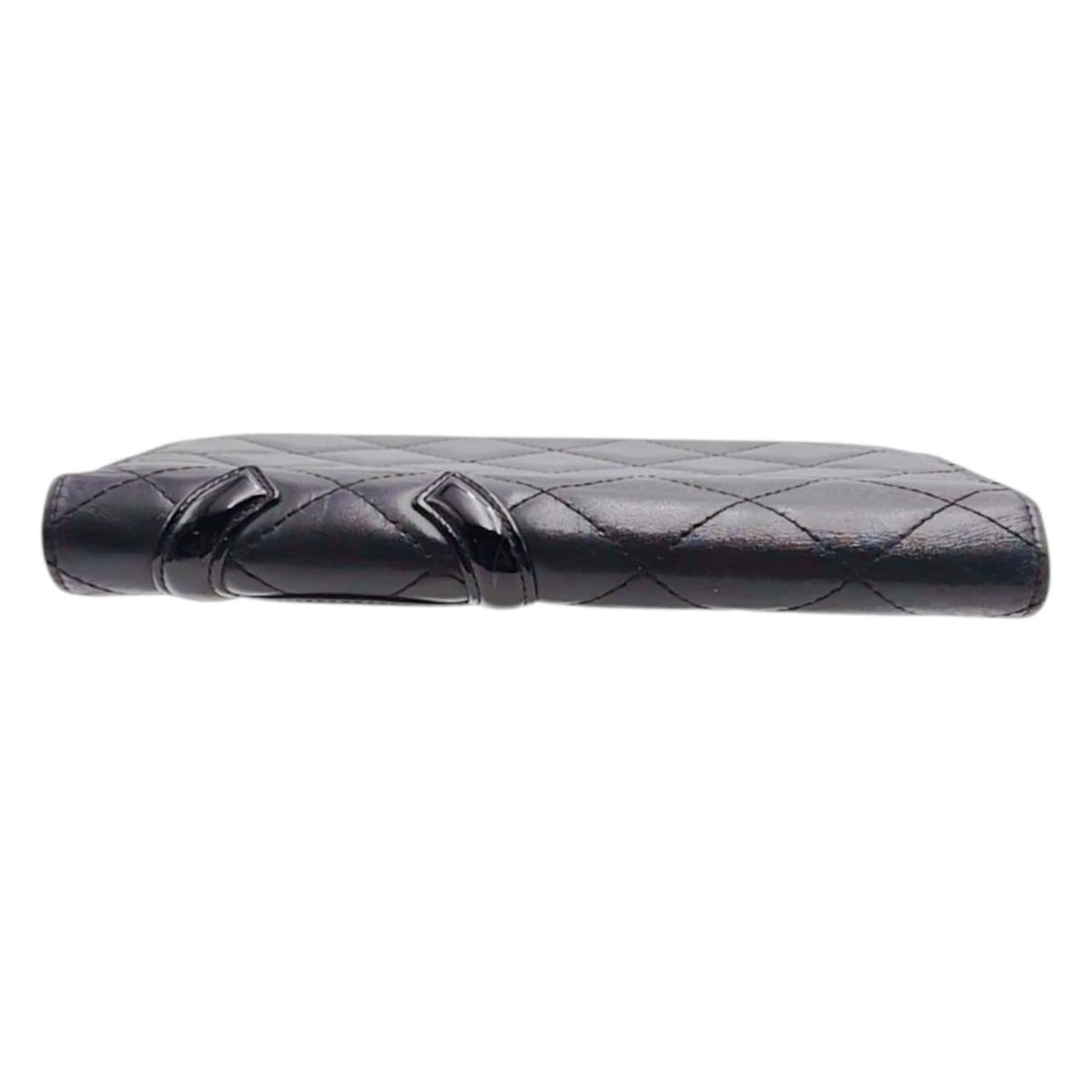 Chanel Black Pink Leather Long Wallet (Bi-Fold) (Pre-Owned)