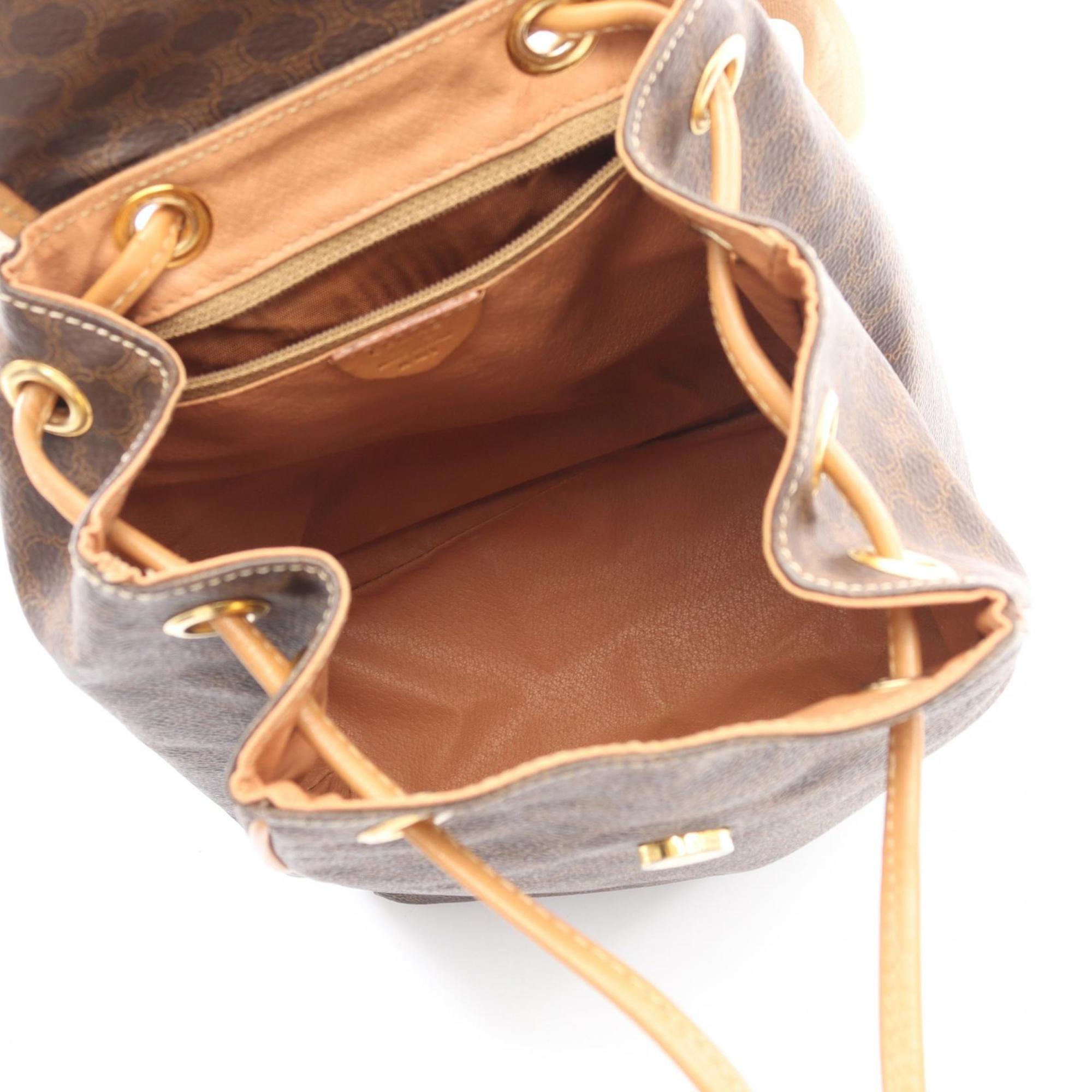 Celine Brown Coated Canvas Leather Backpack (Pre-Owned)