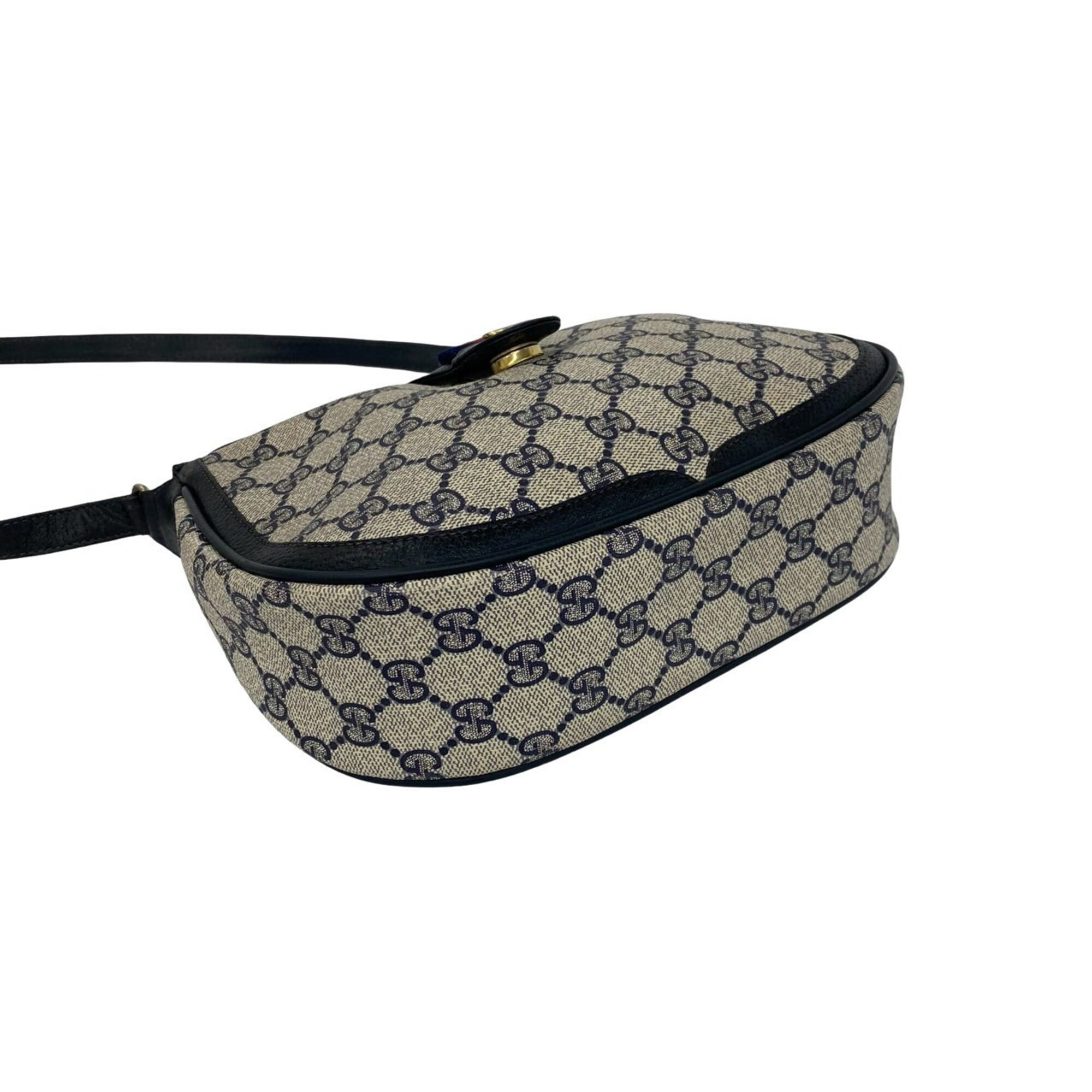 Gucci Navy Red Color Leather Pvc Shoulder Bag (Pre-Owned)