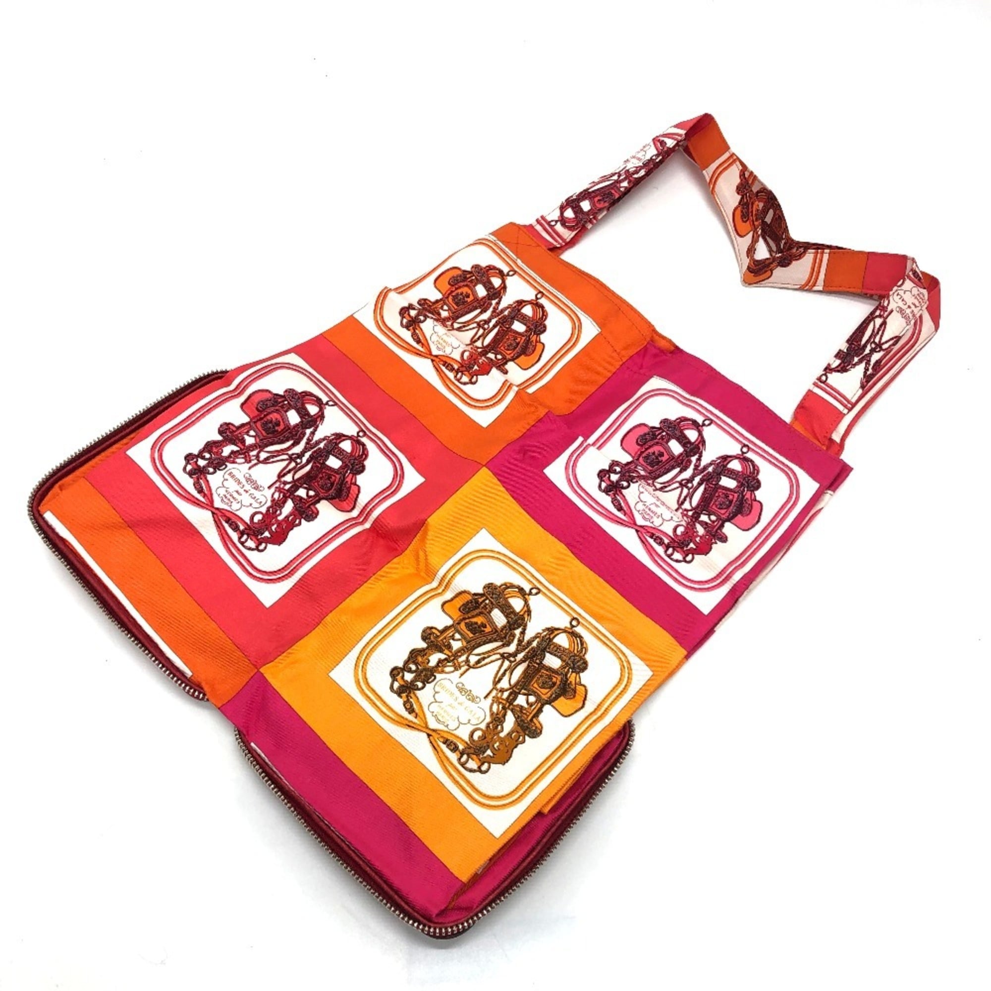Hermes Red Color Rouge H Buffle Skipper Leather Silk Eco-Bag Shopping Bag Tote Bag (Pre-Owned)