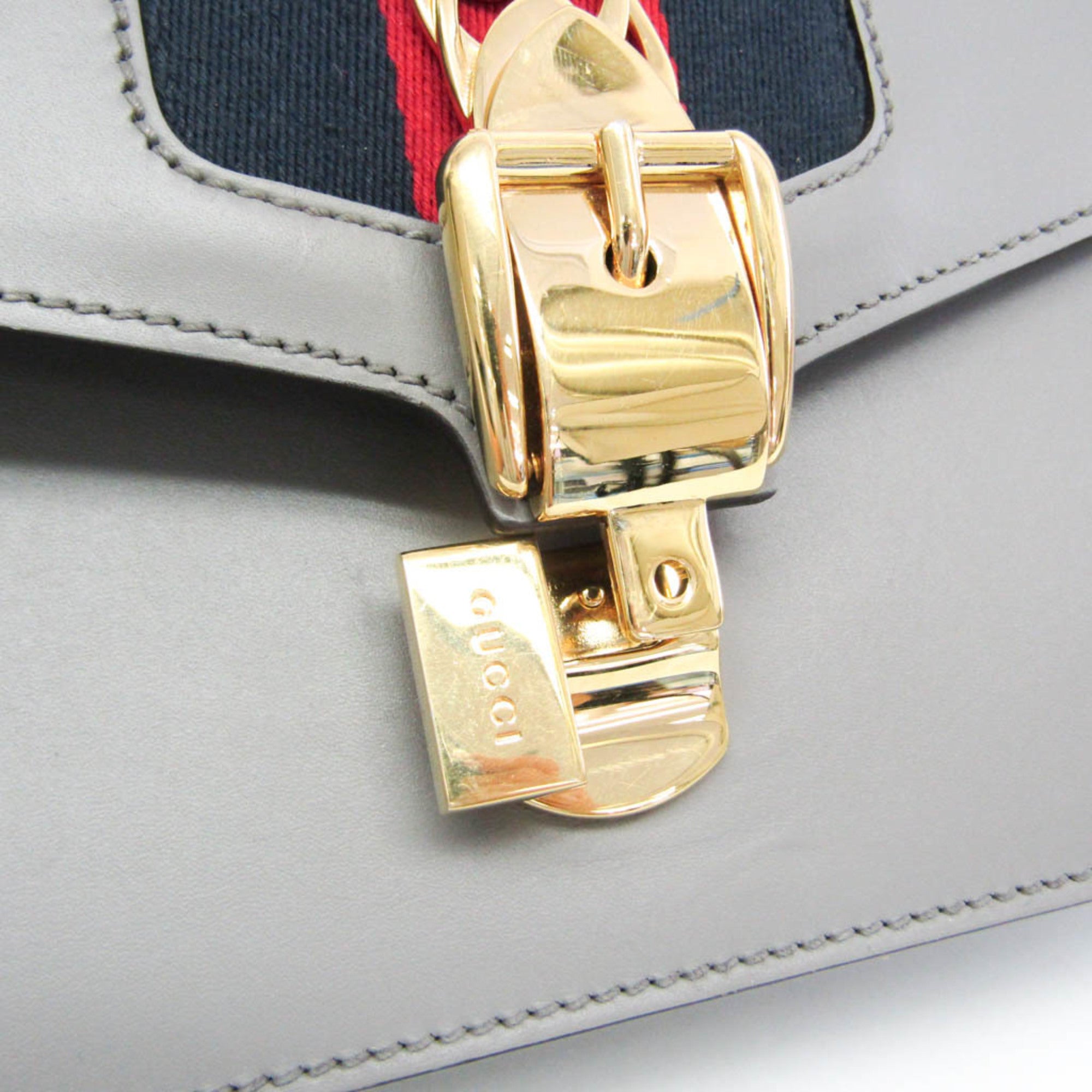 Gucci Gray Leather Shoulder Bag (Pre-Owned)