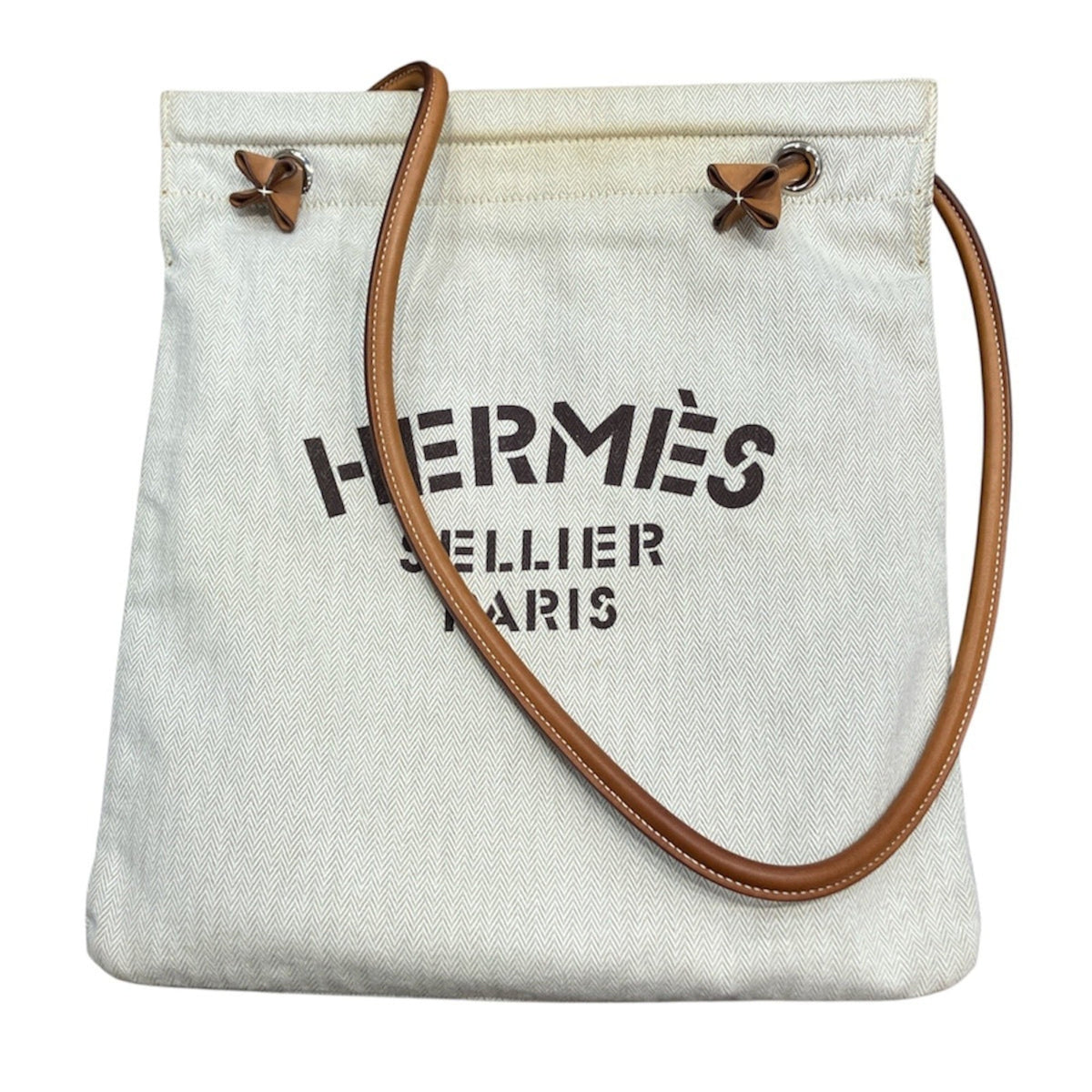 Hermes Ivory Toile Chevron Swift Leather Shoulder Bag (Pre-Owned)