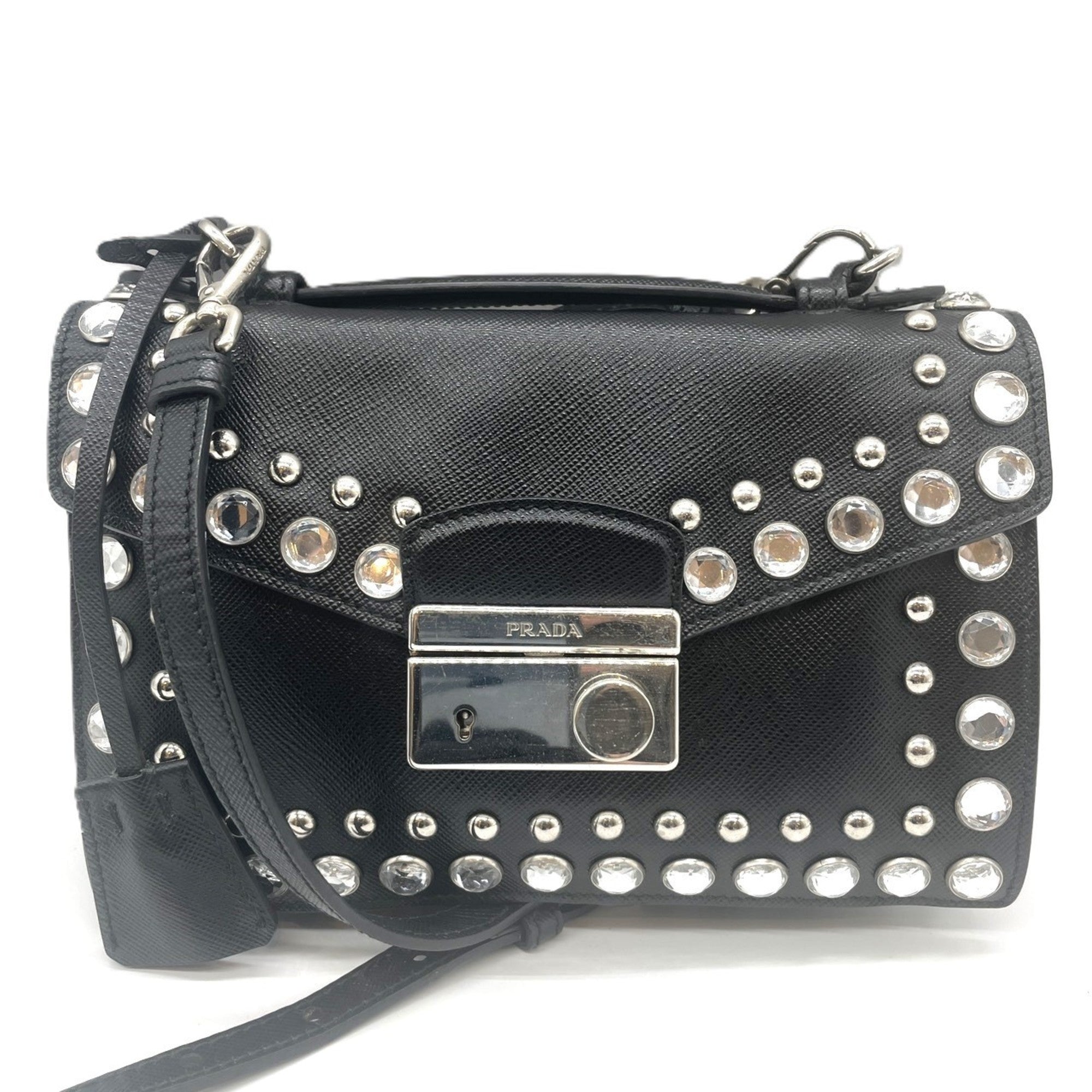 Prada Saffiano Black Saffiano Pochette Shoulder Bag (Pre-Owned)