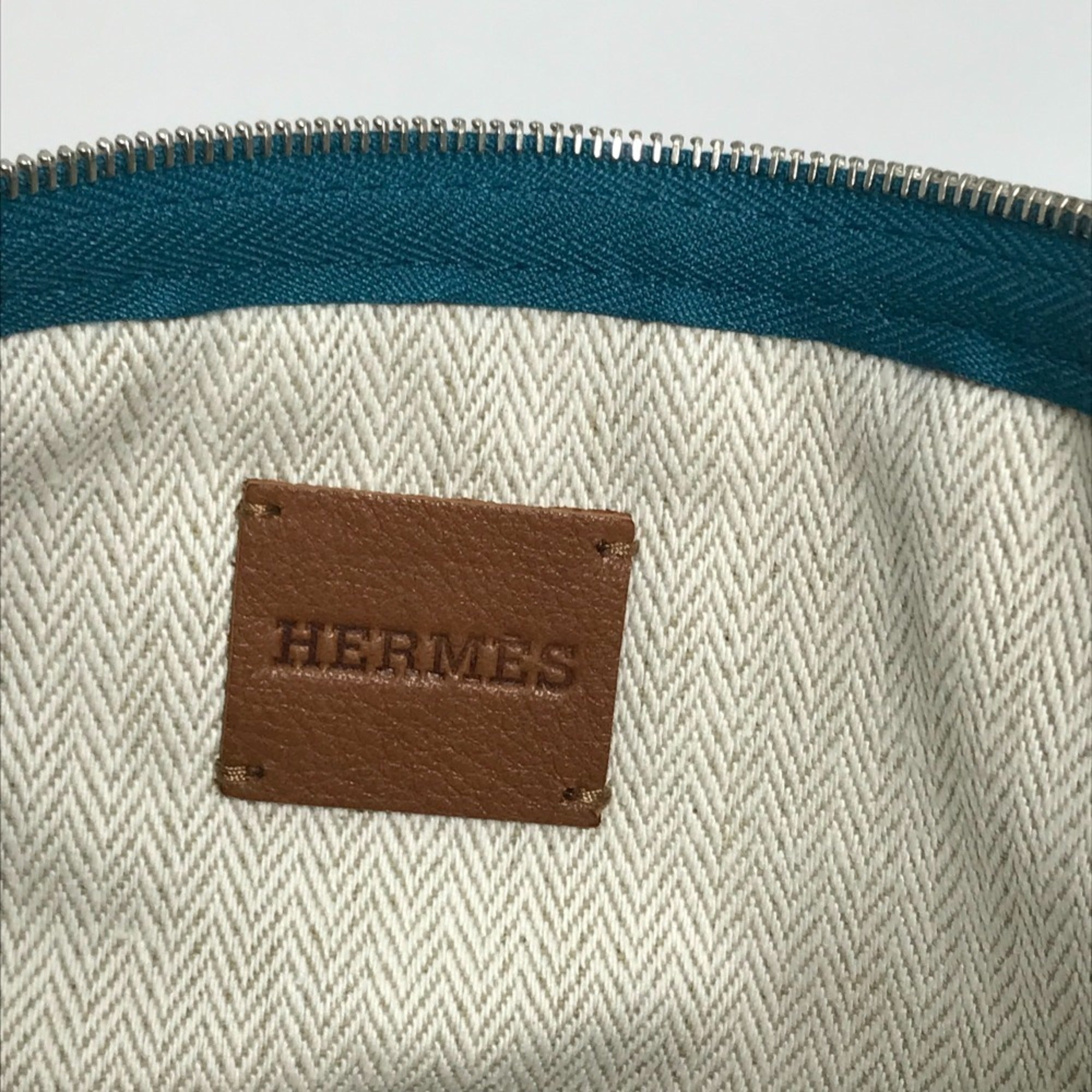 Hermes Blue Canvas Pouch (Pre-Owned)