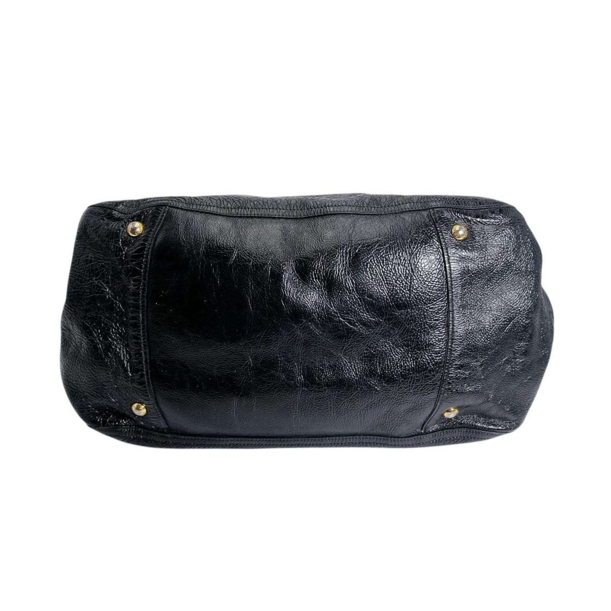 Prada Black Patent Leather Shoulder Bag Tote Bag (Pre-Owned)