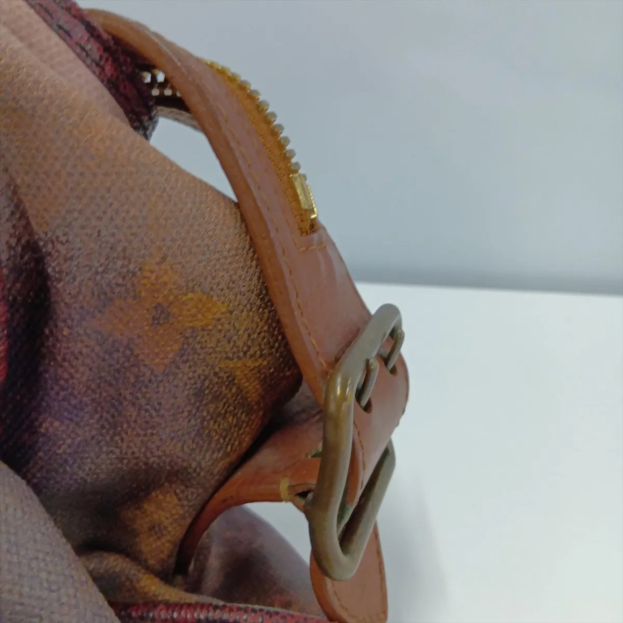 Louis Vuitton Brown Leather Coated Canvas Handbag Tote Bag (Pre-Owned)
