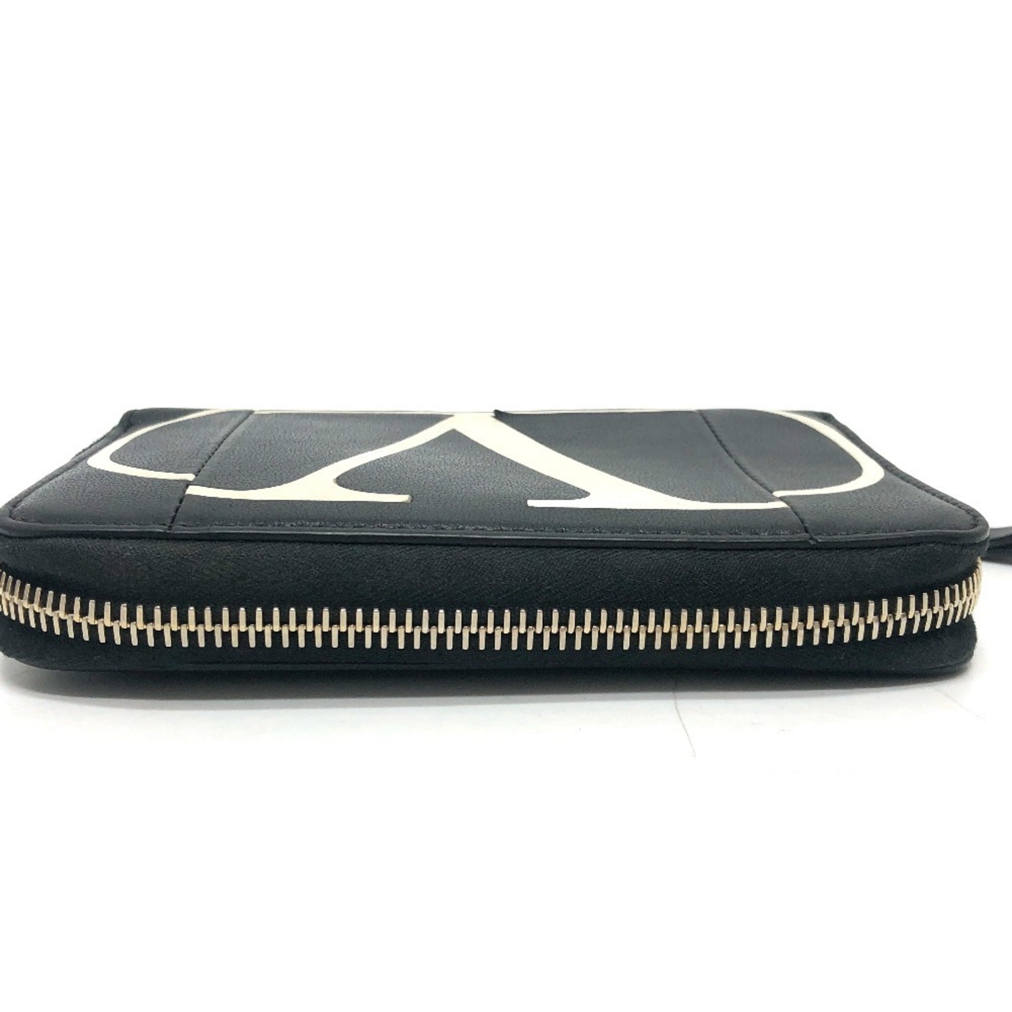 Valentino Black White Leather Wallet (Bi-Fold) (Pre-Owned)