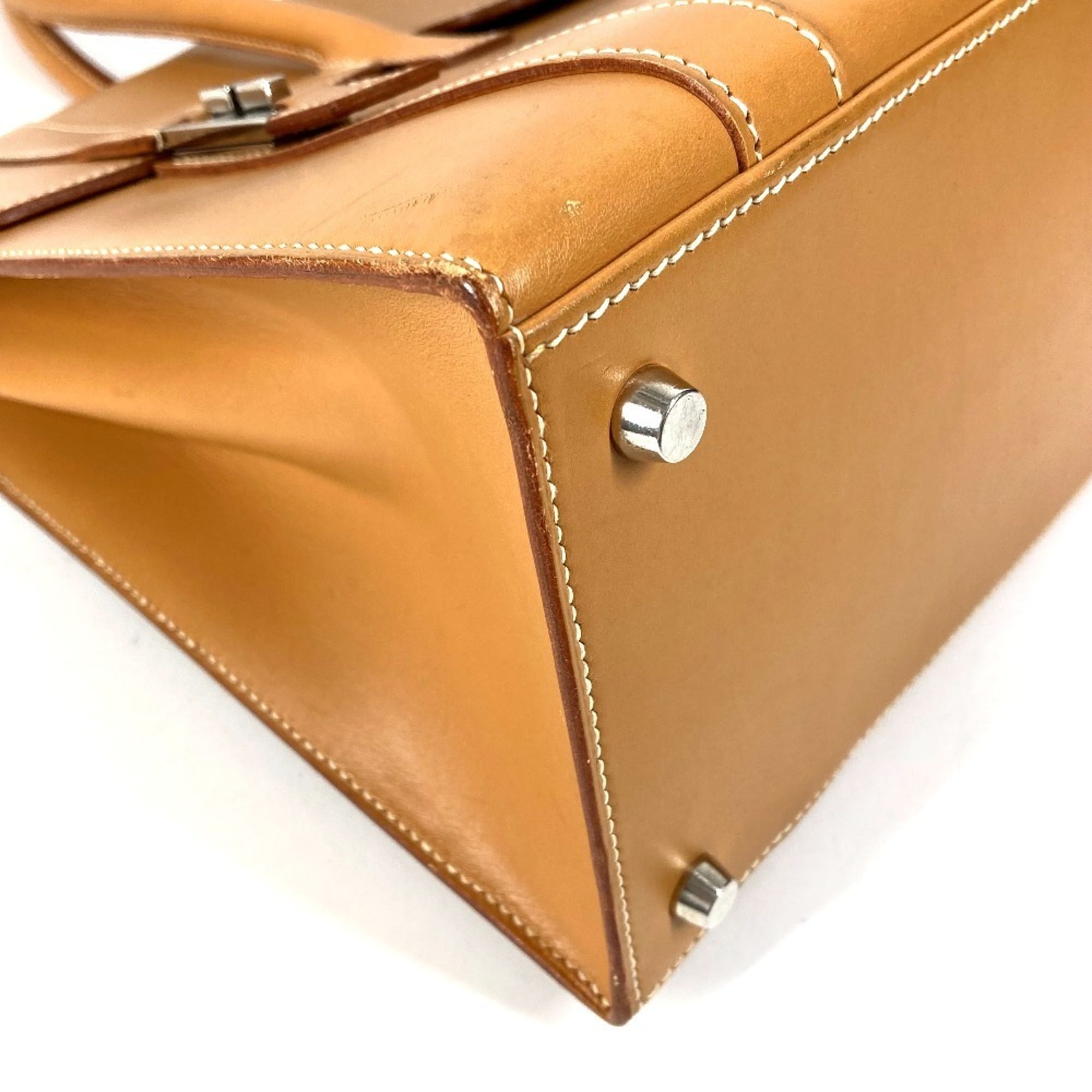 Hermes Natural Box Calf Leather Handbag Tote Bag (Pre-Owned)