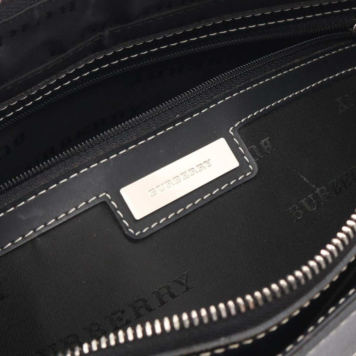 Burberry Black Ivory Canvas Leather Handbag (Pre-Owned)