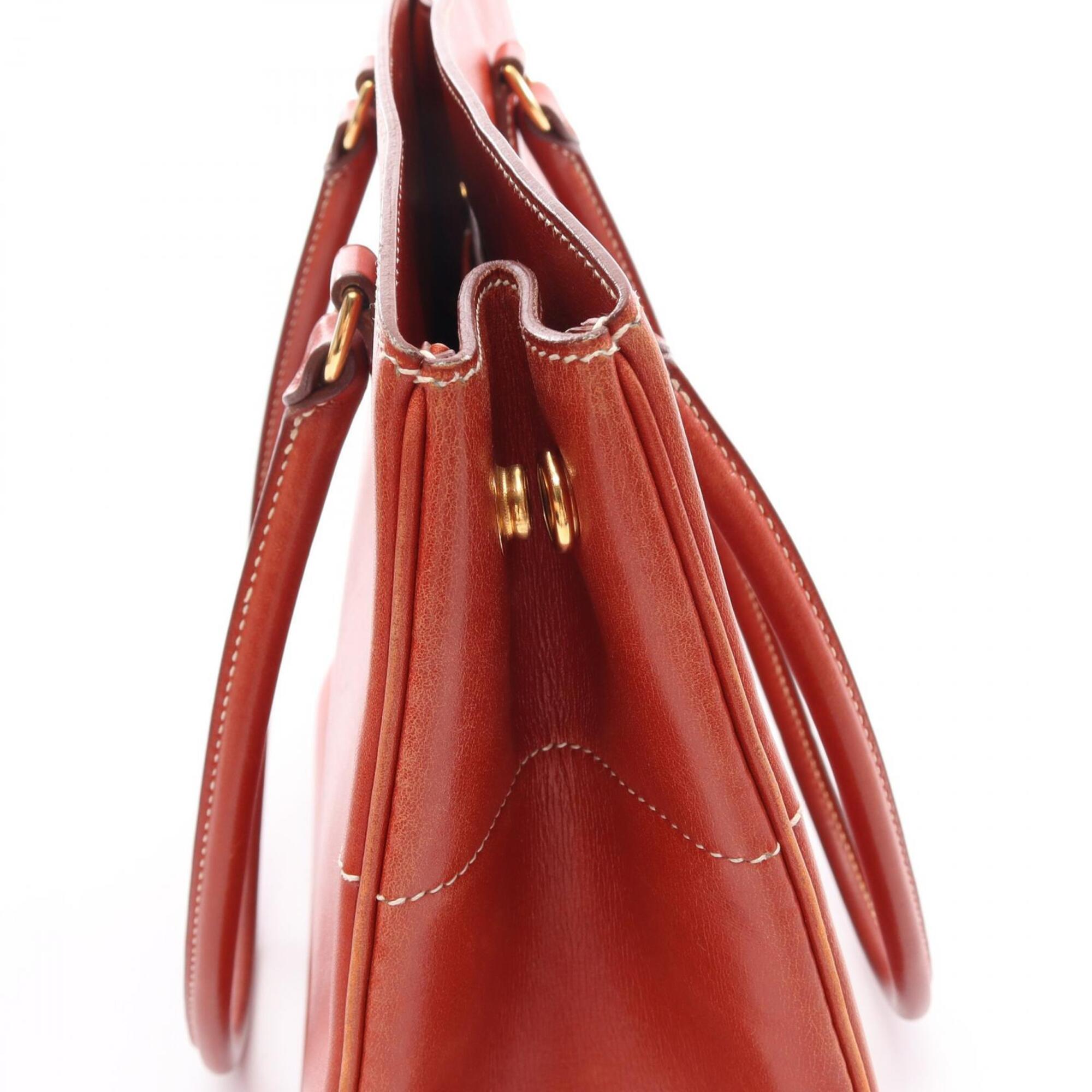 Hermes Brown Box Calf Leather Handbag Tote Bag (Pre-Owned)