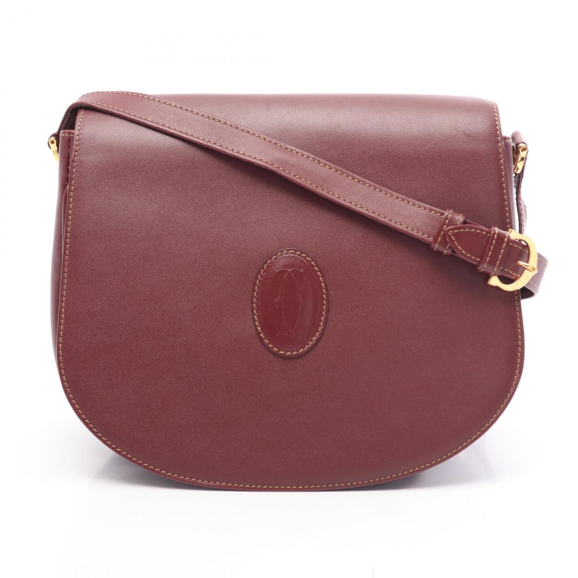 Cartier Bordeaux Leather Shoulder Bag (Pre-Owned)