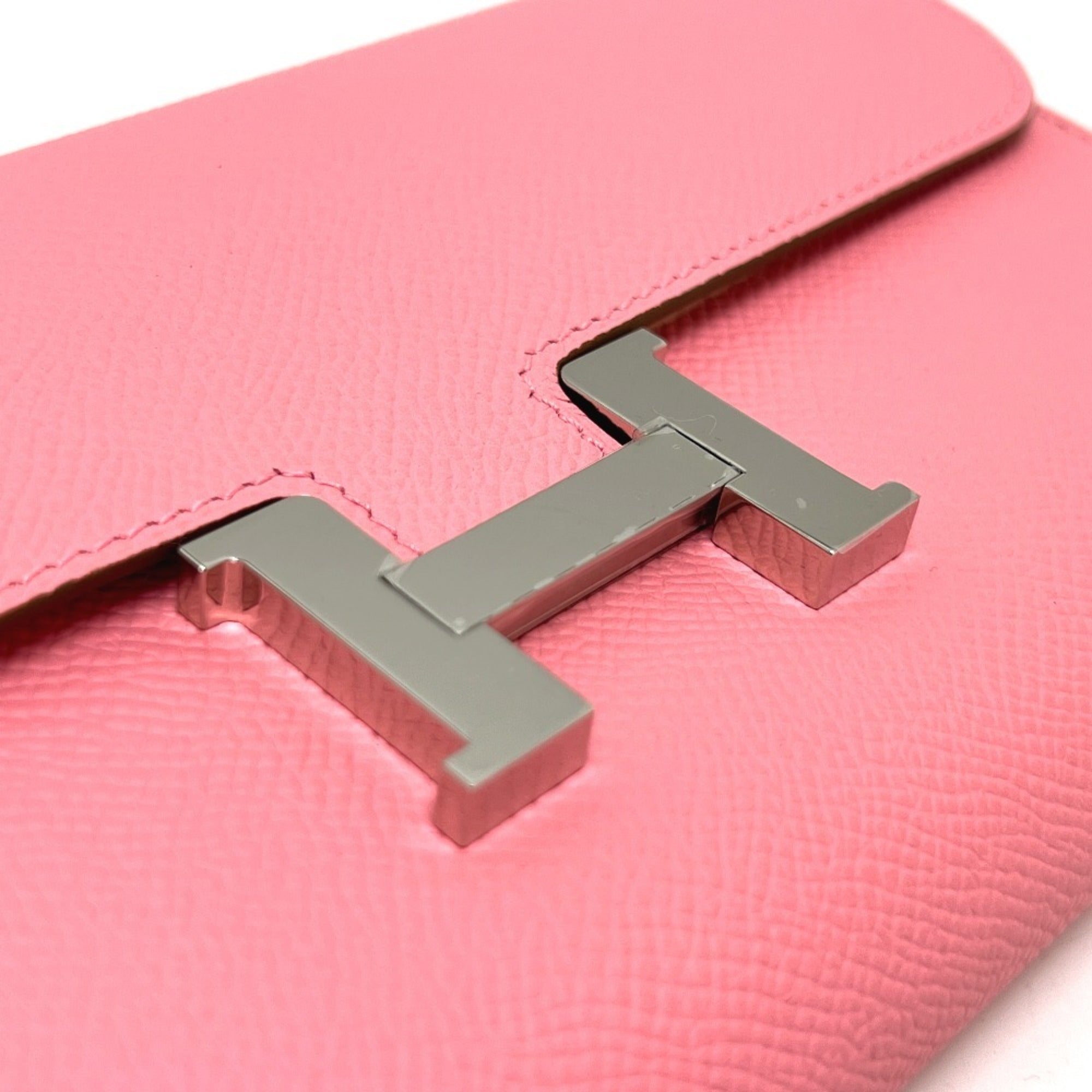 Hermes Pink Rose Confetti Epsom Leather Chain/Shoulder Wallet (Pre-Owned)