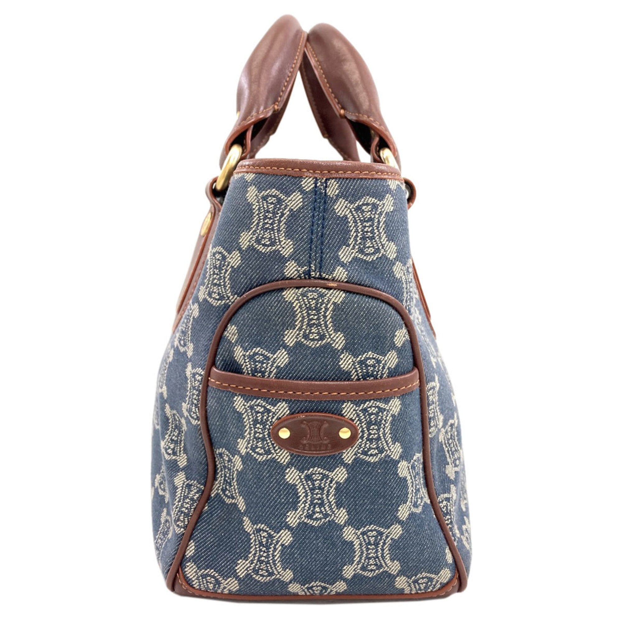 Celine Brown Dark Blue Denim Leather Handbag (Pre-Owned)