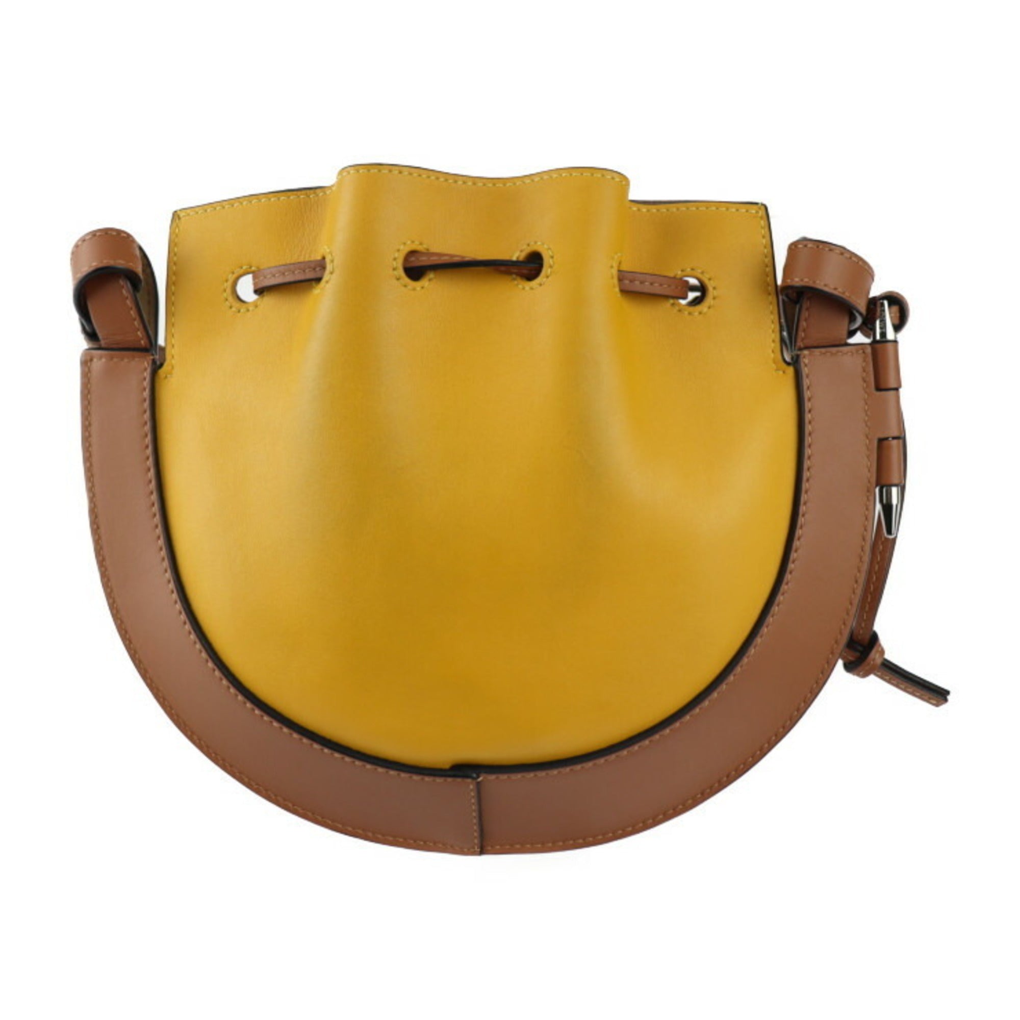 Loewe Brown Yellow Leather Handbag Shoulder Bag Tote Bag (Pre-Owned)