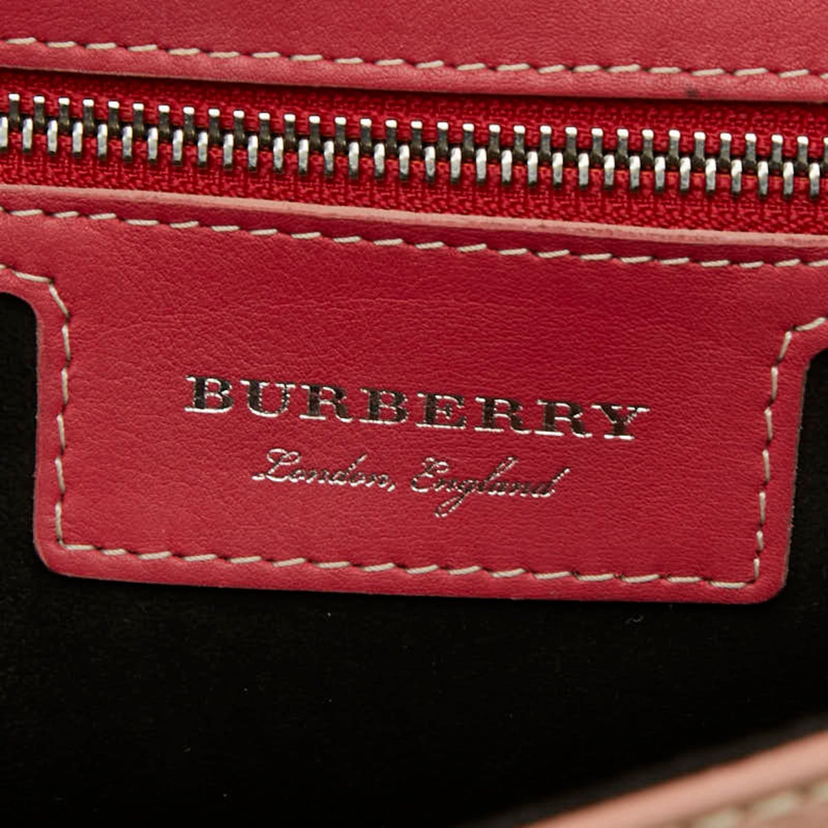Burberry Pink Red Leather Handbag Shoulder Bag (Pre-Owned)
