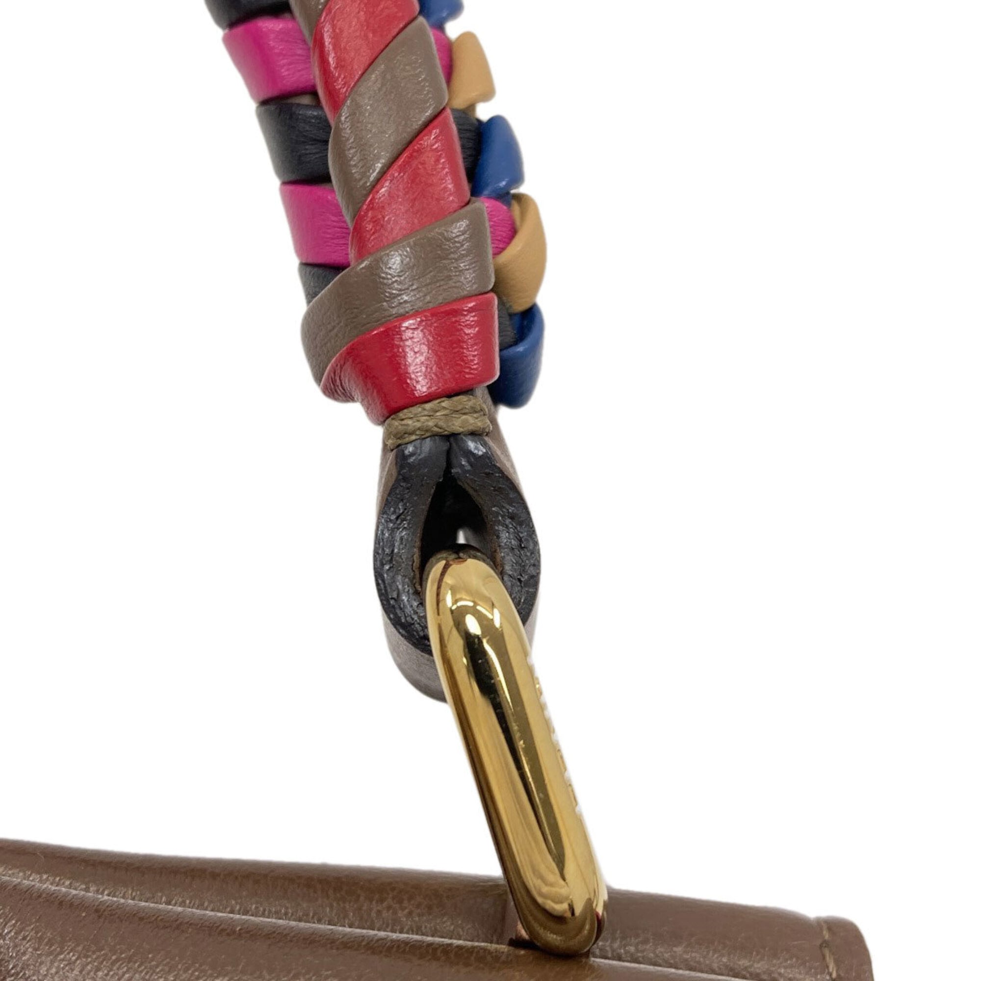 Fendi Brown Pink Leather Handbag (Pre-Owned)