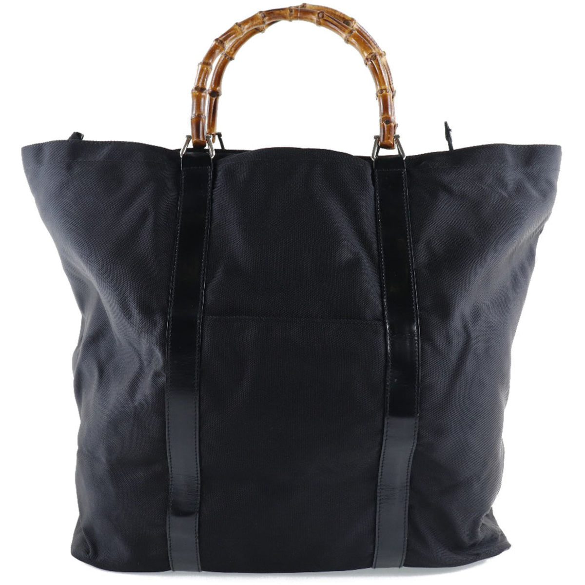 Gucci Black Brown Nylon Canvas Tote Bag (Pre-Owned)