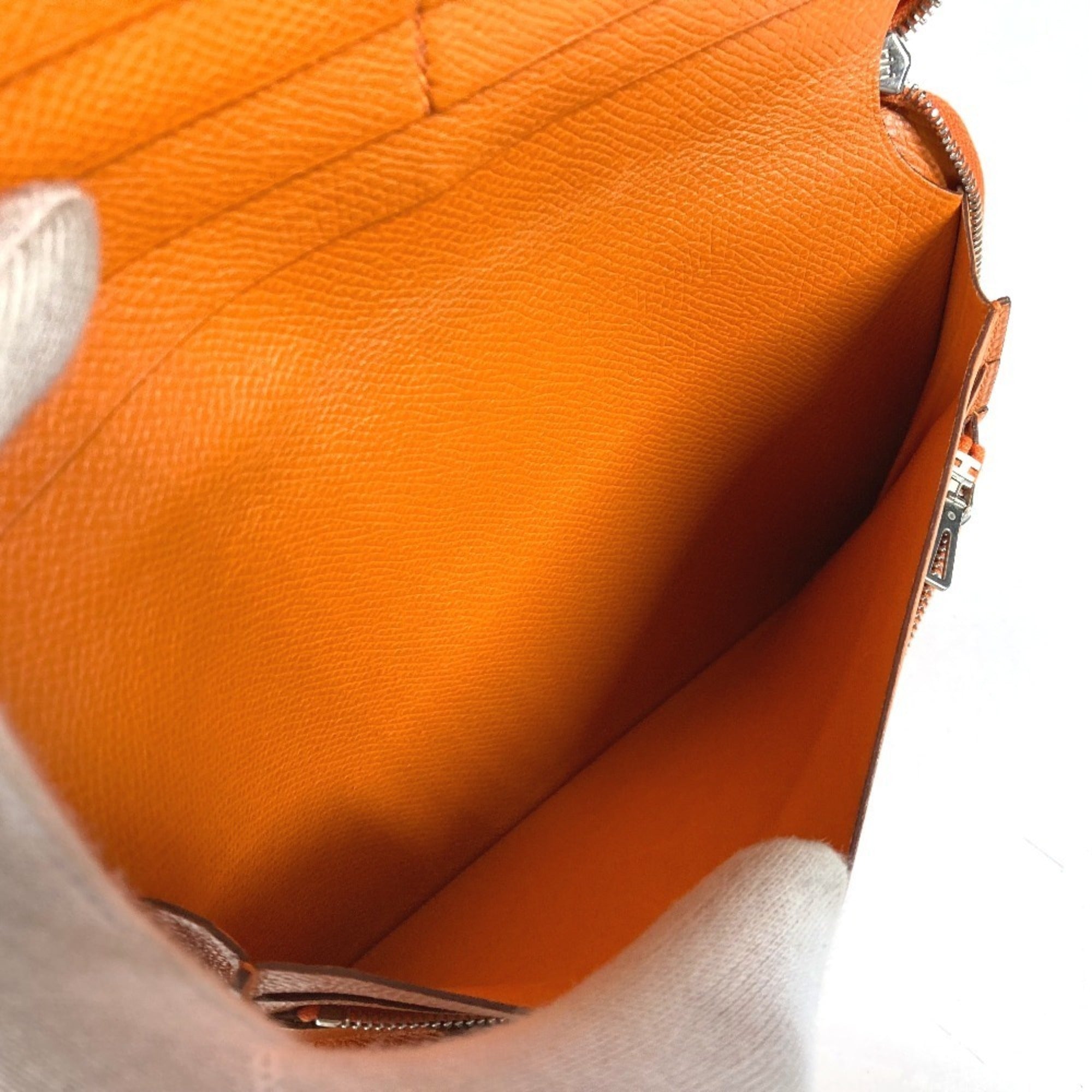 Hermes Orange Leather Long Wallet (Bi-Fold) (Pre-Owned)