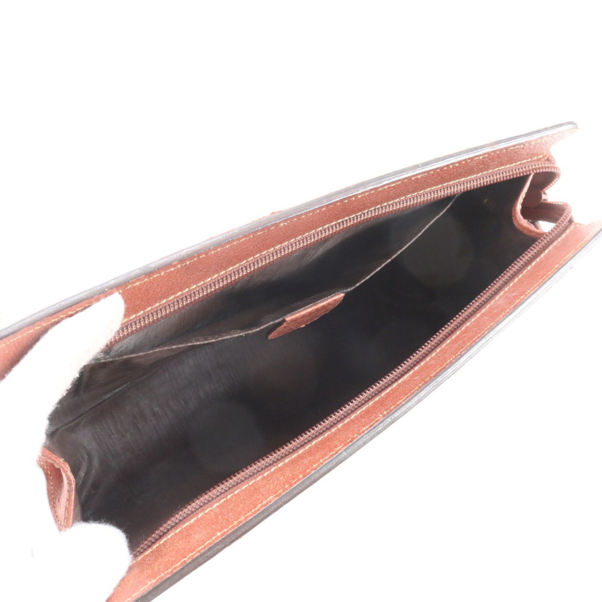 Gucci Brown Leather Clutch Bag Pouch (Pre-Owned)