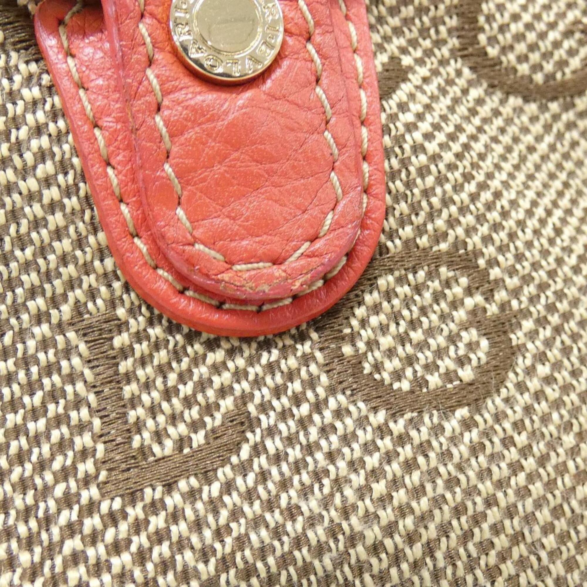 Bvlgari Beige Orange Canvas Handbag (Pre-Owned)