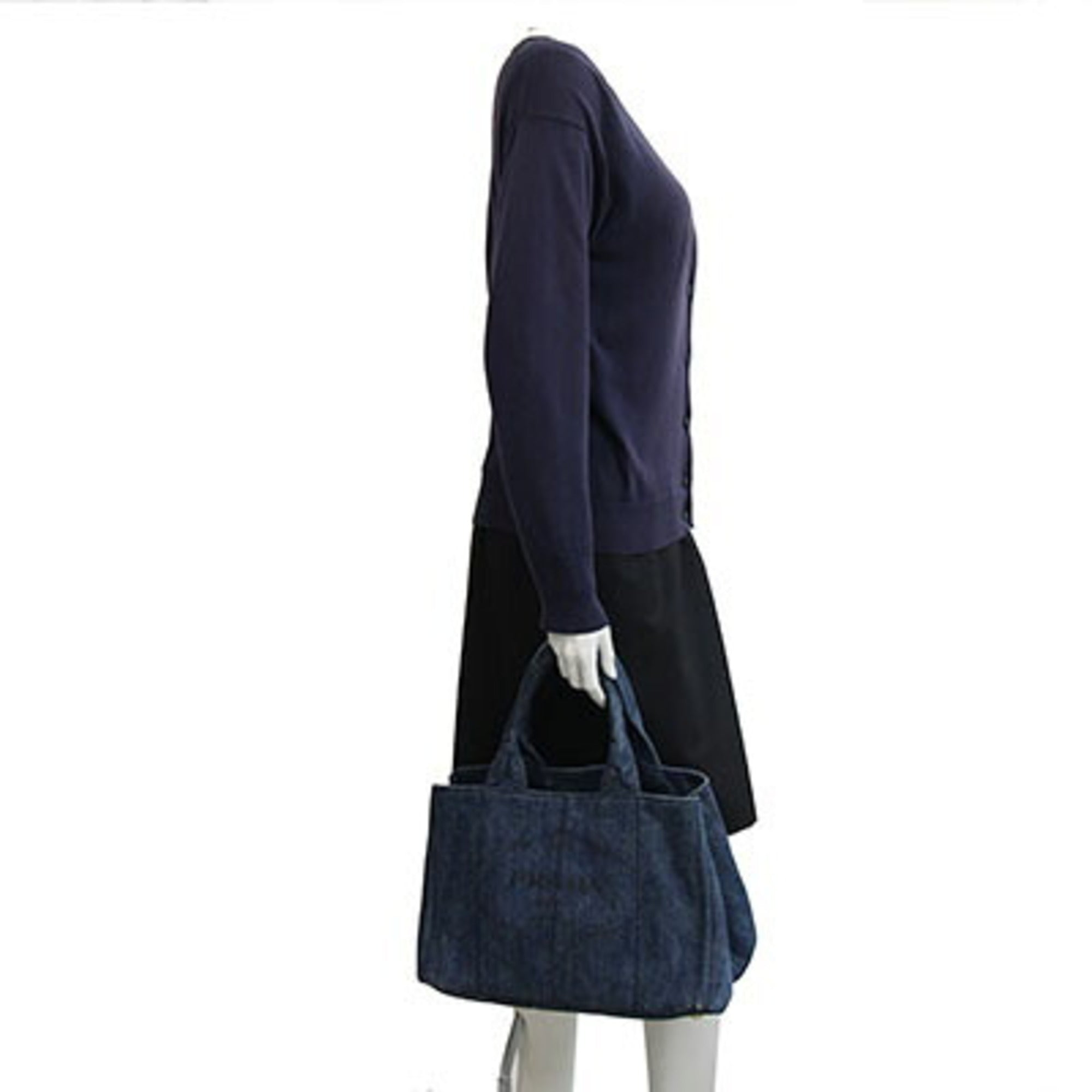 Prada Canapa Avio Blue Denim Handbag (Pre-Owned)