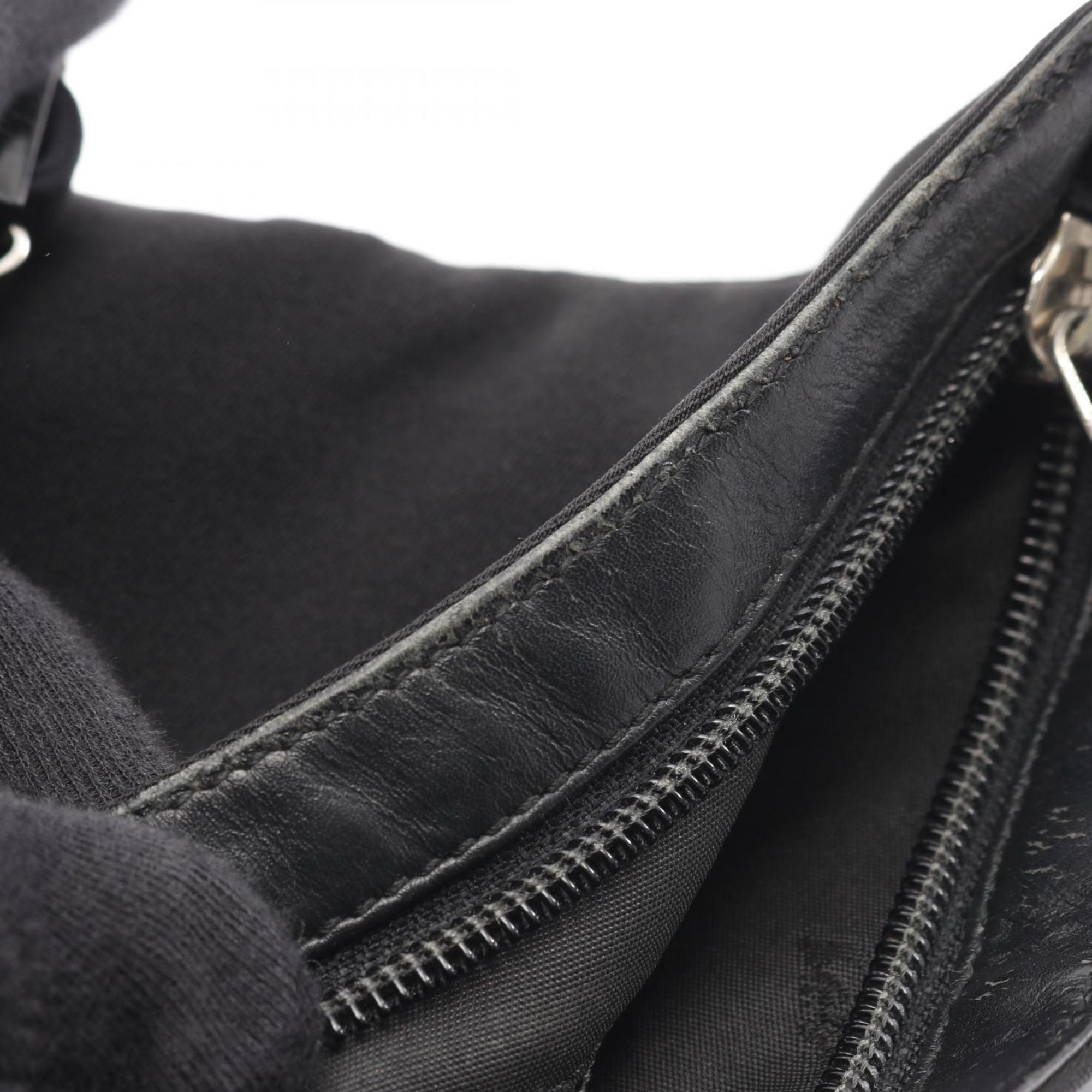 Salvatore Ferragamo Black Canvas Leather Shoulder Bag (Pre-Owned)