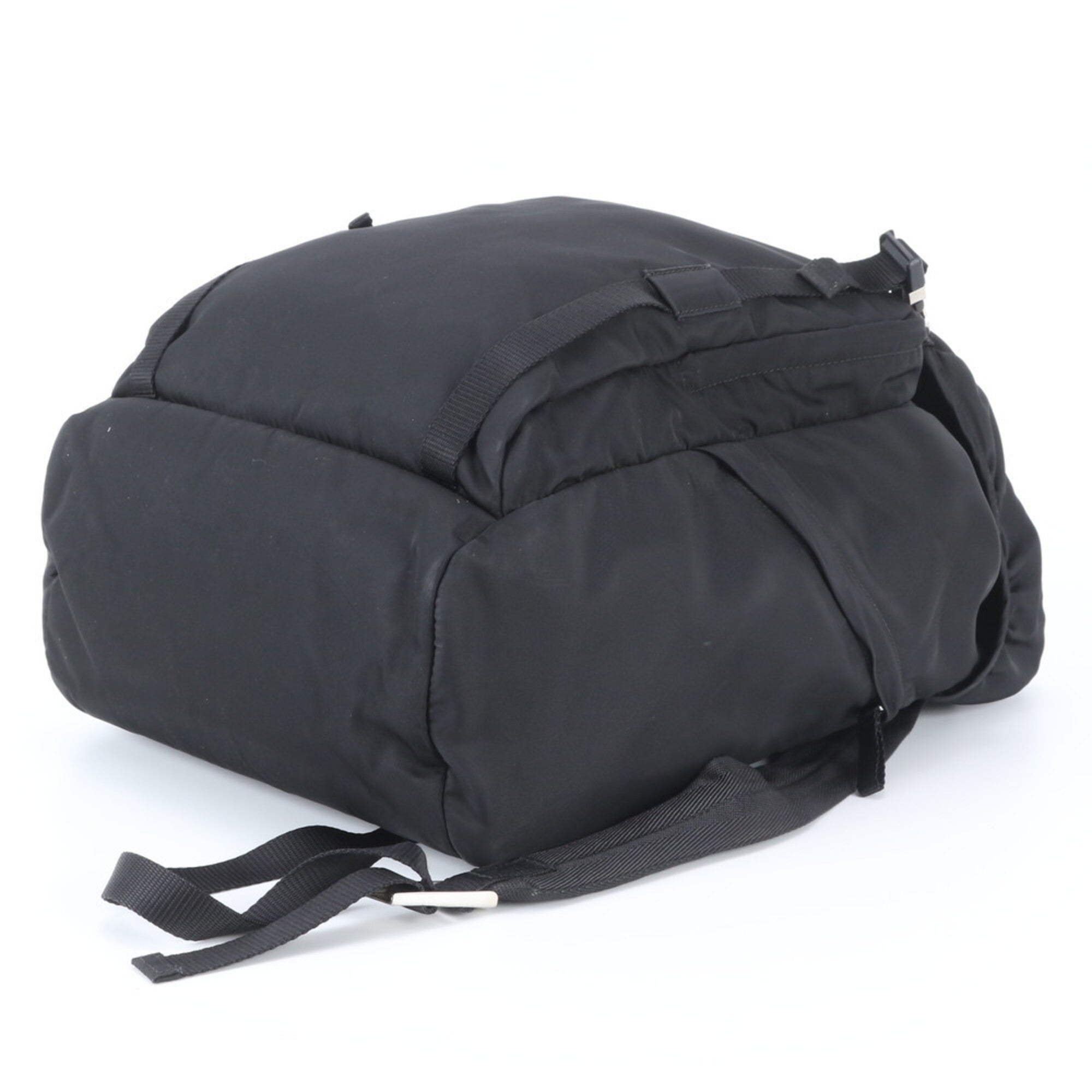 Prada Black Nylon Leather Backpack Handbag (Pre-Owned)