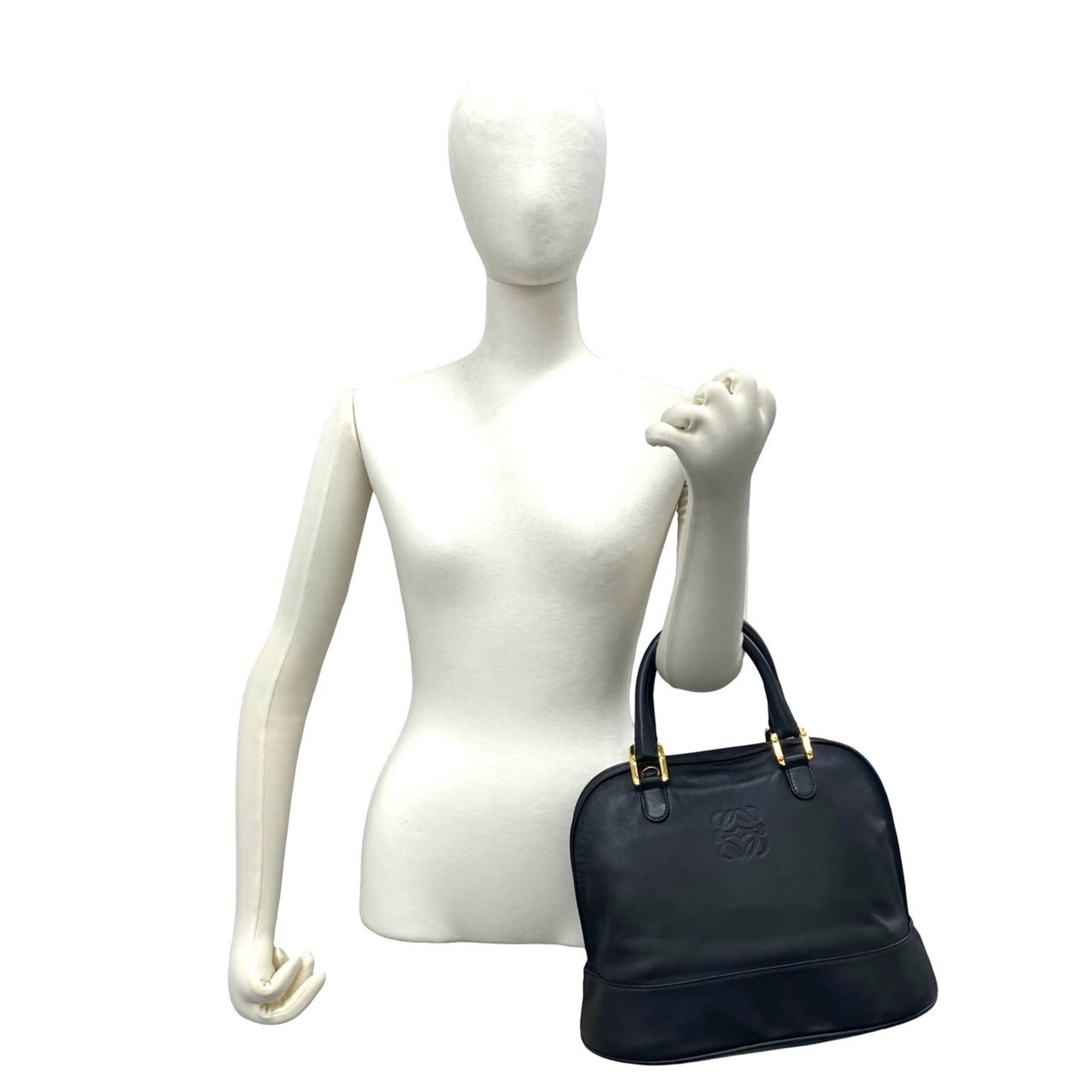 Loewe Black Leather Boston Bag Handbag (Pre-Owned)