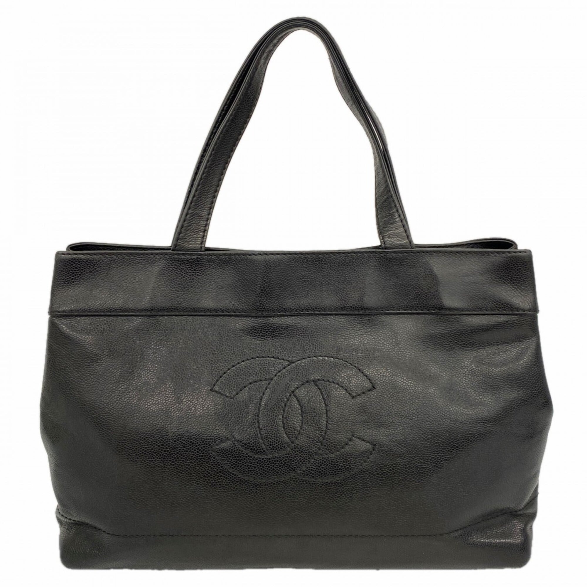 Chanel Black Grained Calfskin Tote Bag (Pre-Owned)