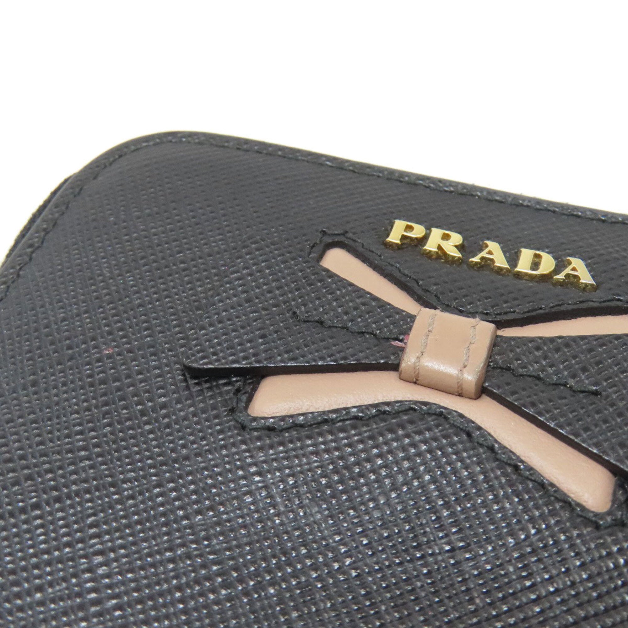 Prada Black Saffiano Triangle Coin Purse/Coin Case (Pre-Owned)