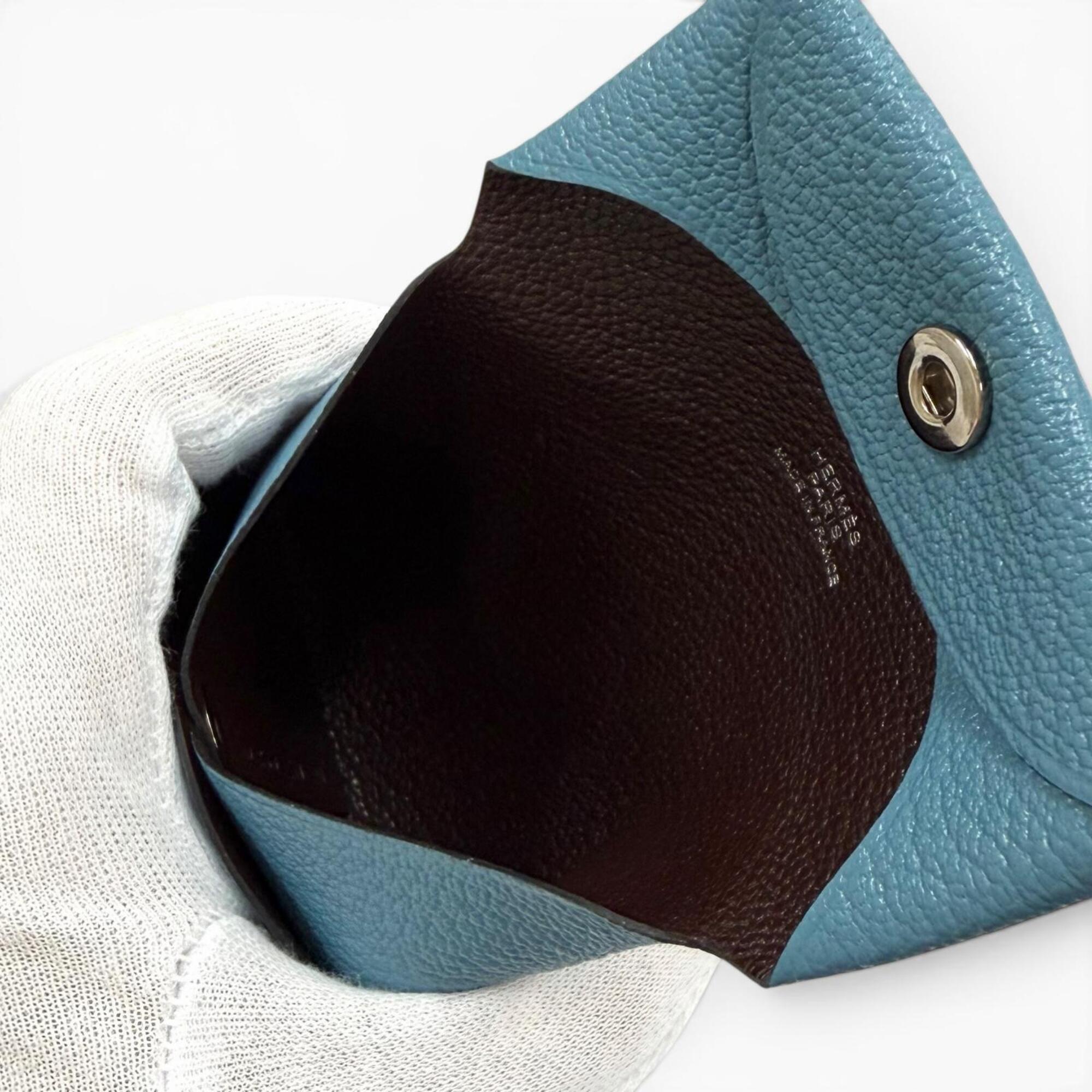 Hermes Blue Havane Chevre Leather Coin Purse/Coin Case (Pre-Owned)