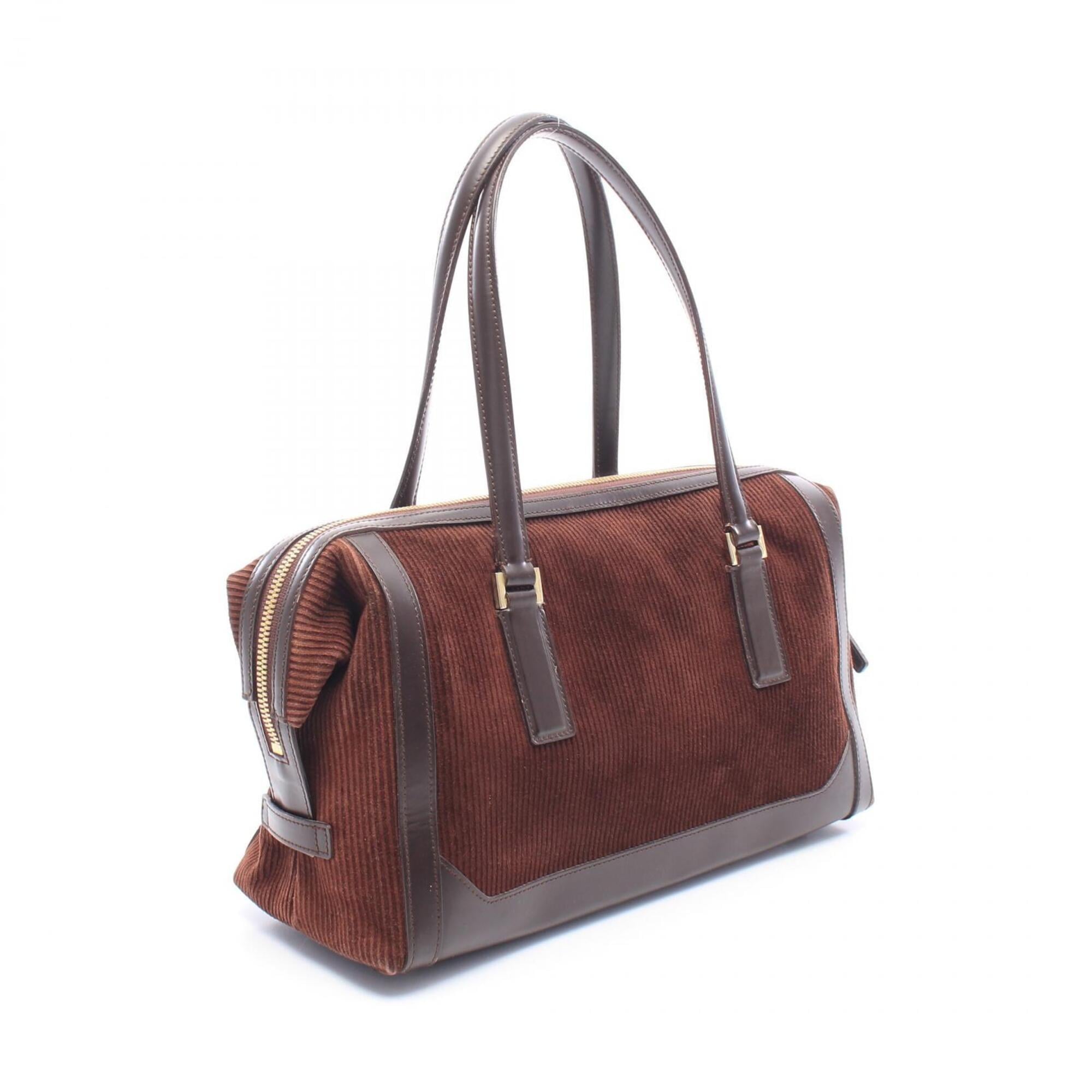 Salvatore Ferragamo Brown Leather Fabric Handbag (Pre-Owned)