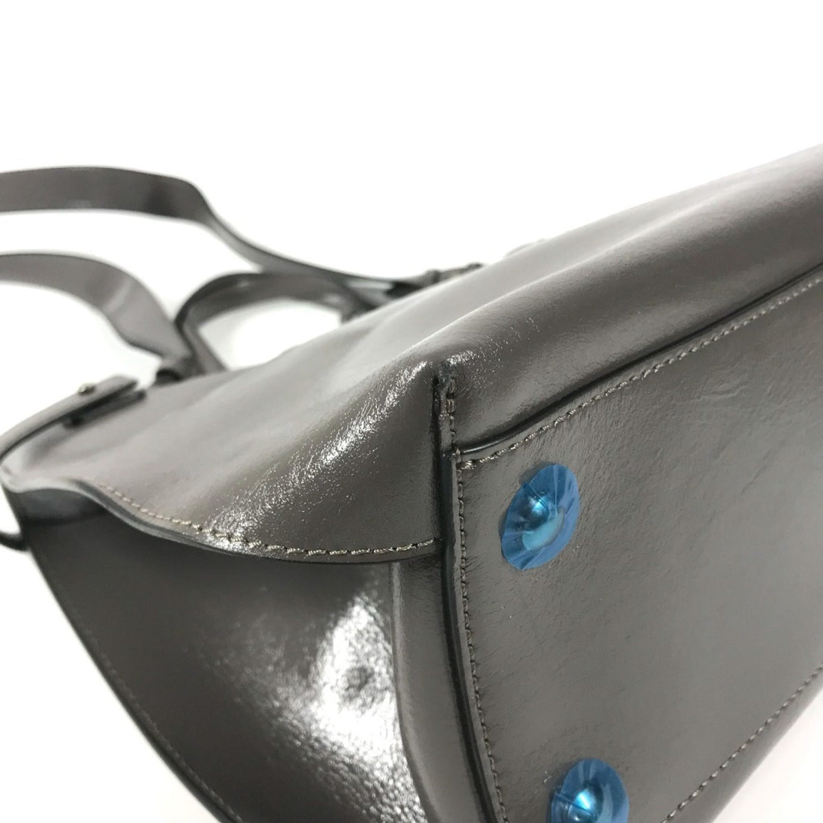 Burberry Gray Leather Handbag Shoulder Bag Tote Bag (Pre-Owned)