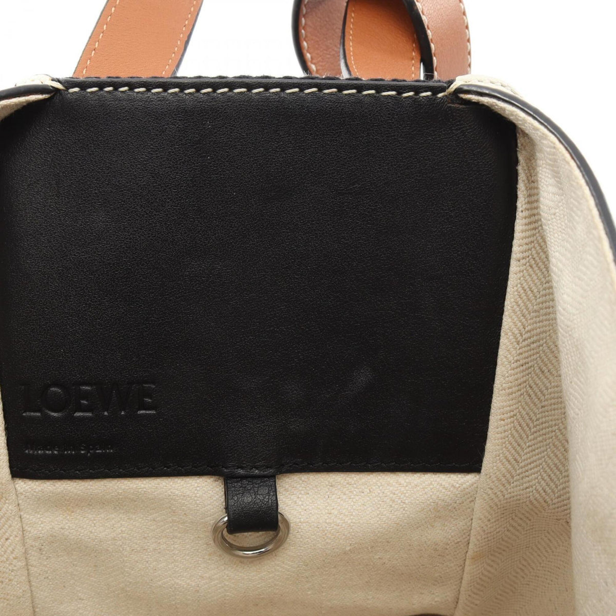 Loewe Black Brown White Leather Canvas Handbag (Pre-Owned)