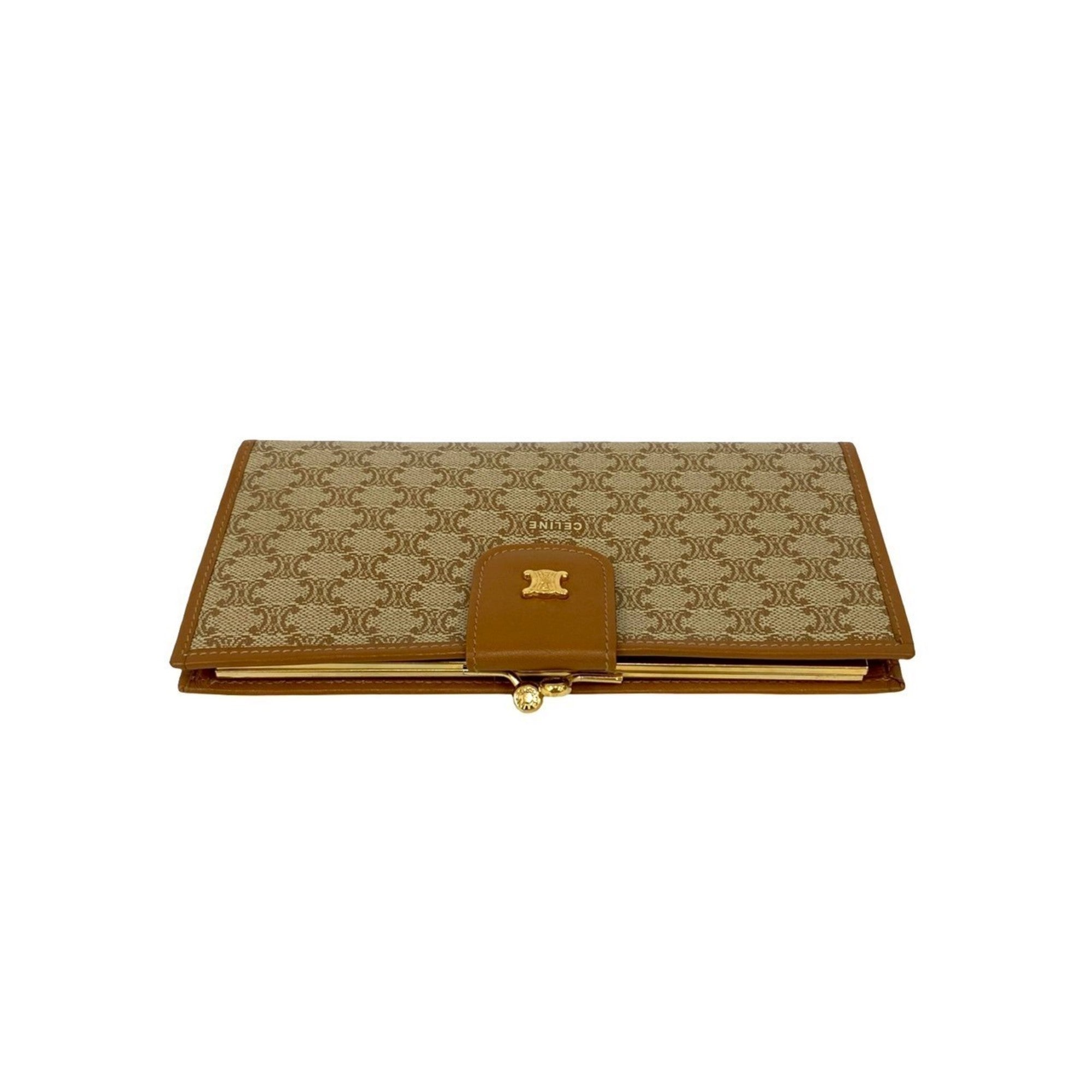 Celine Beige Brown Leather Pvc Wallet (Bi-Fold) (Pre-Owned)