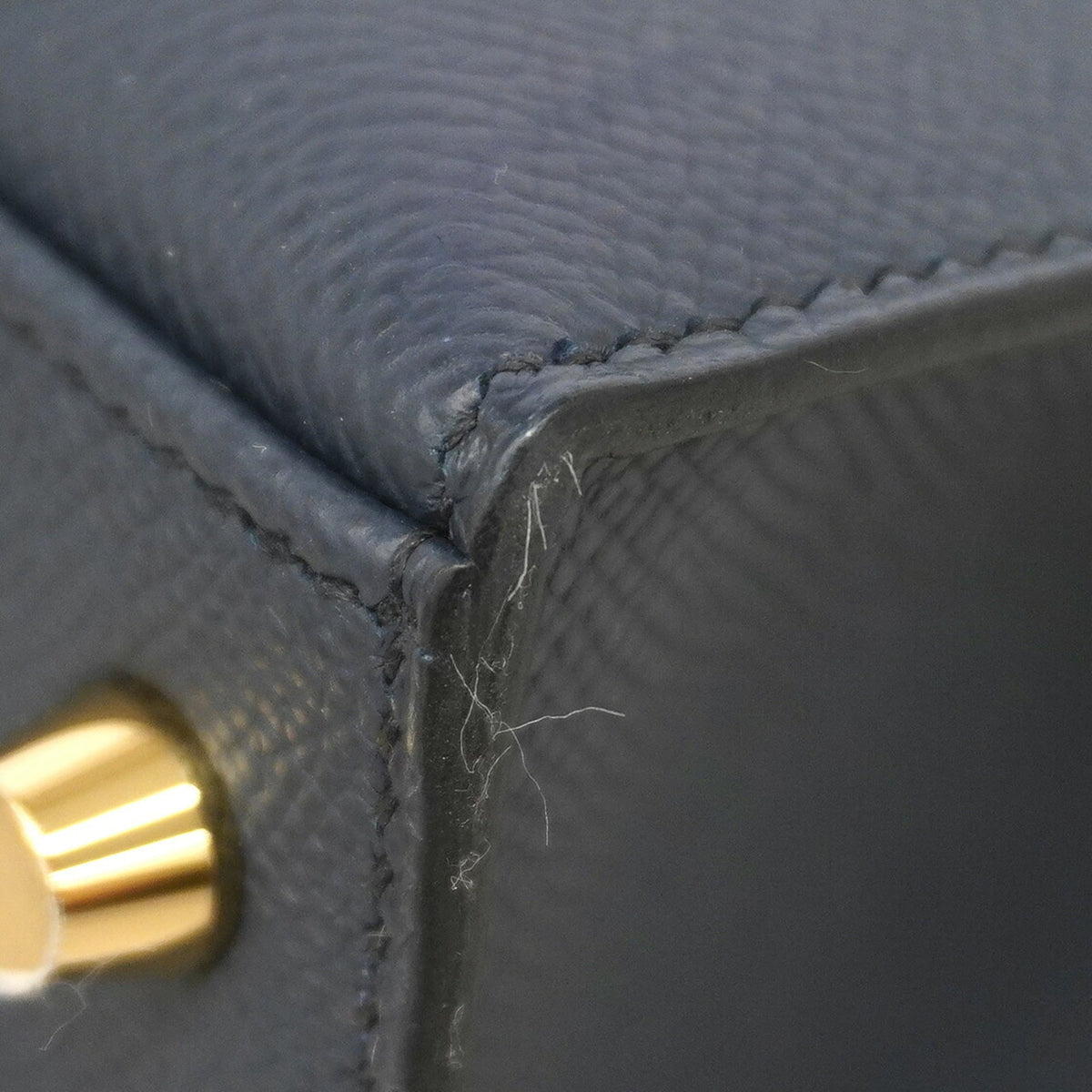 Hermes Blue Indigo Leather Handbag (Pre-Owned)