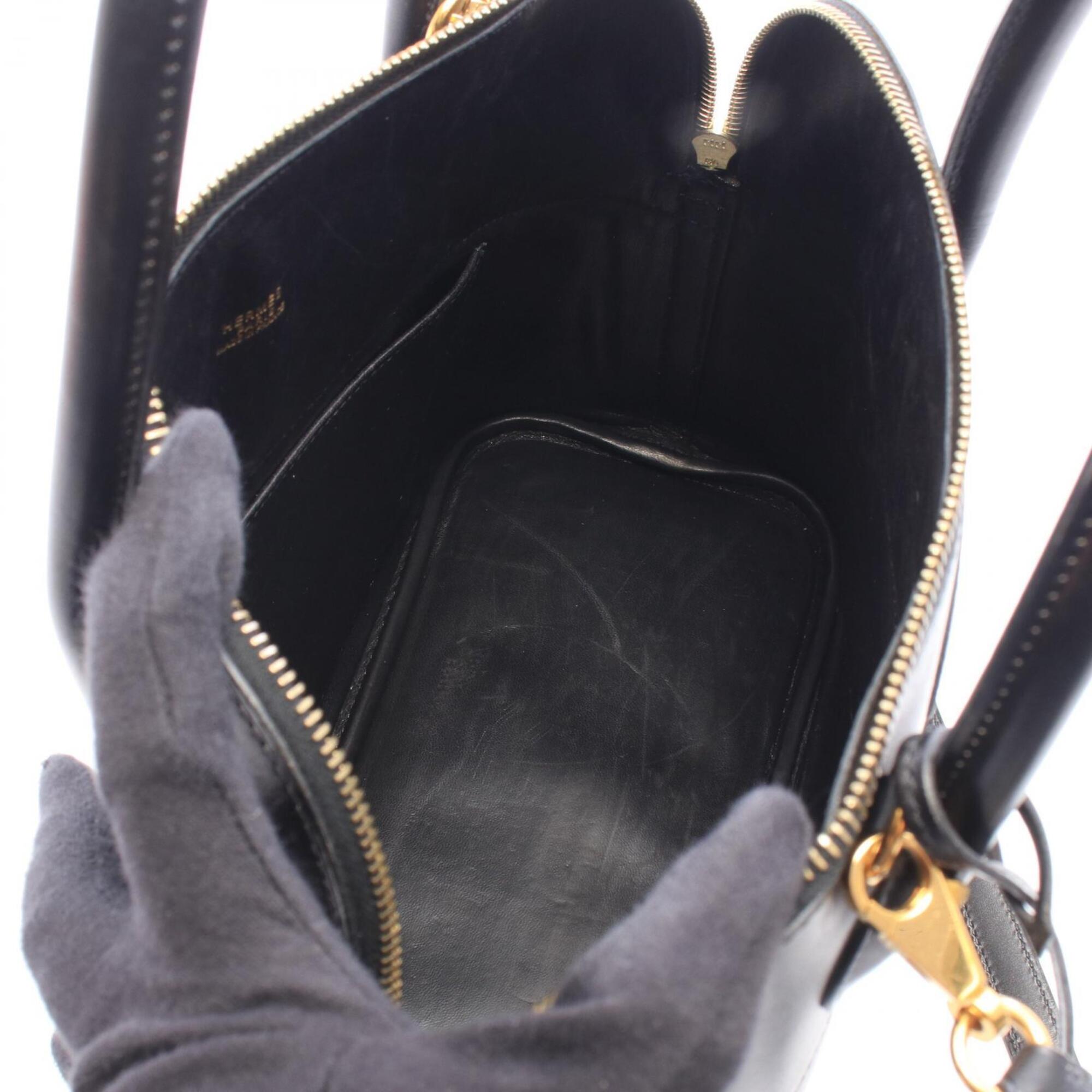 Hermes Black Box Calf Leather Leather Handbag (Pre-Owned)
