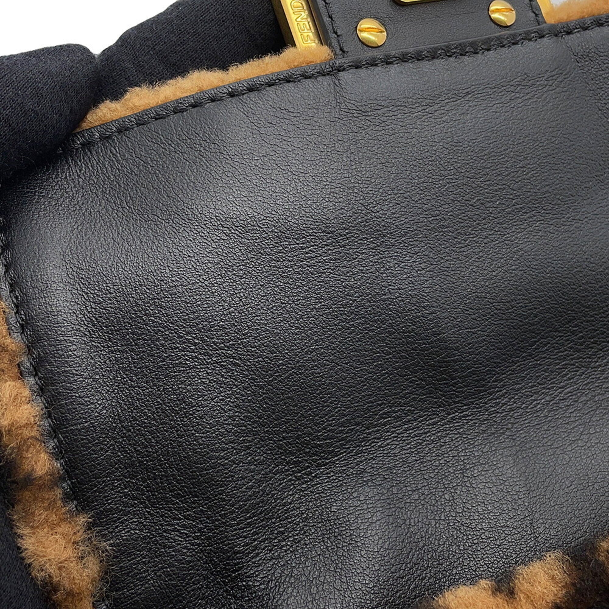 Fendi Black Brown Zucca Handbag Shoulder Bag (Pre-Owned)