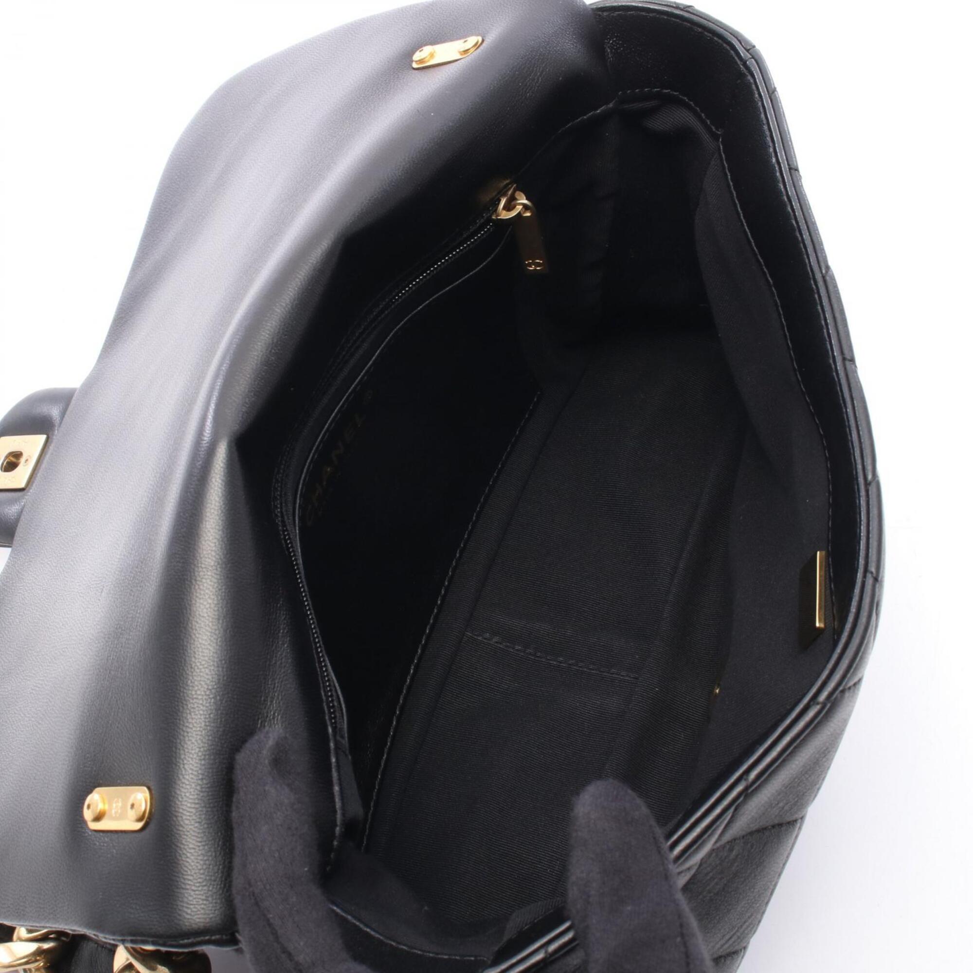 Chanel Black Leather Handbag Shoulder Bag (Pre-Owned)