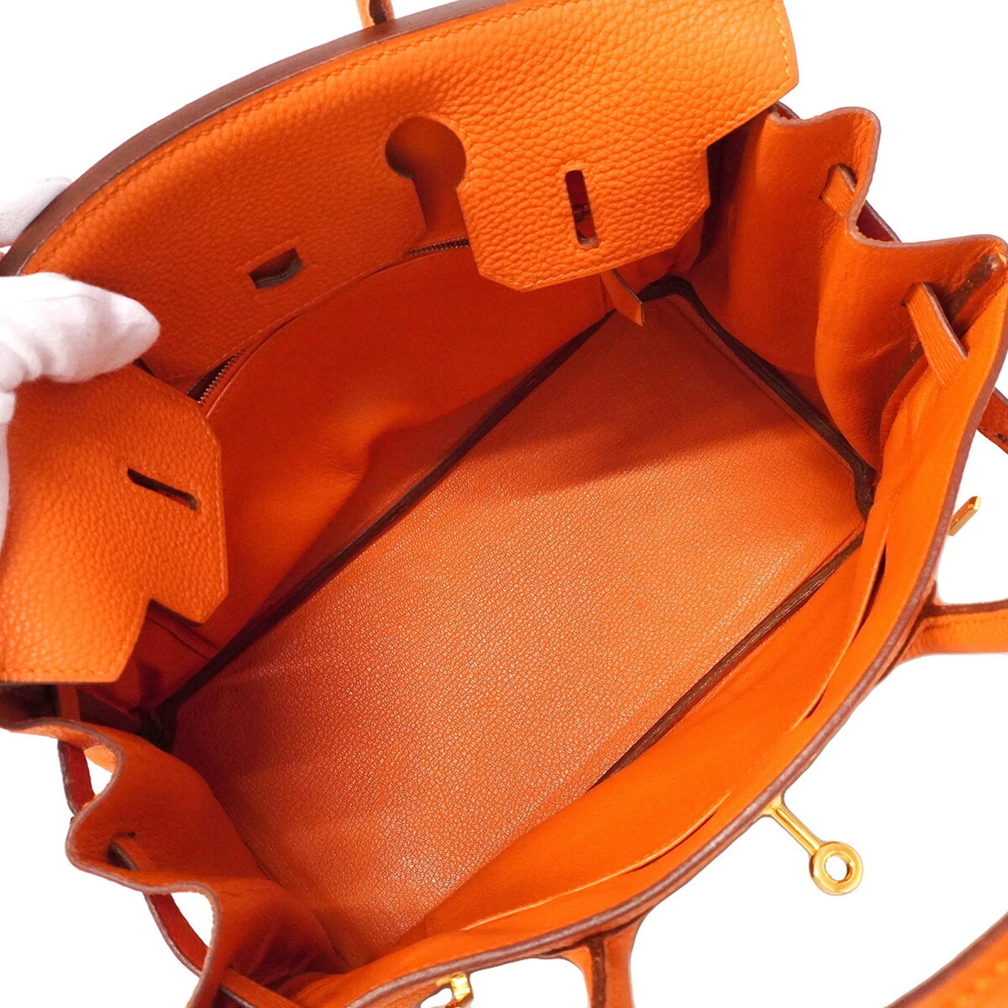 Hermes Orange Togo Leather Handbag (Pre-Owned)